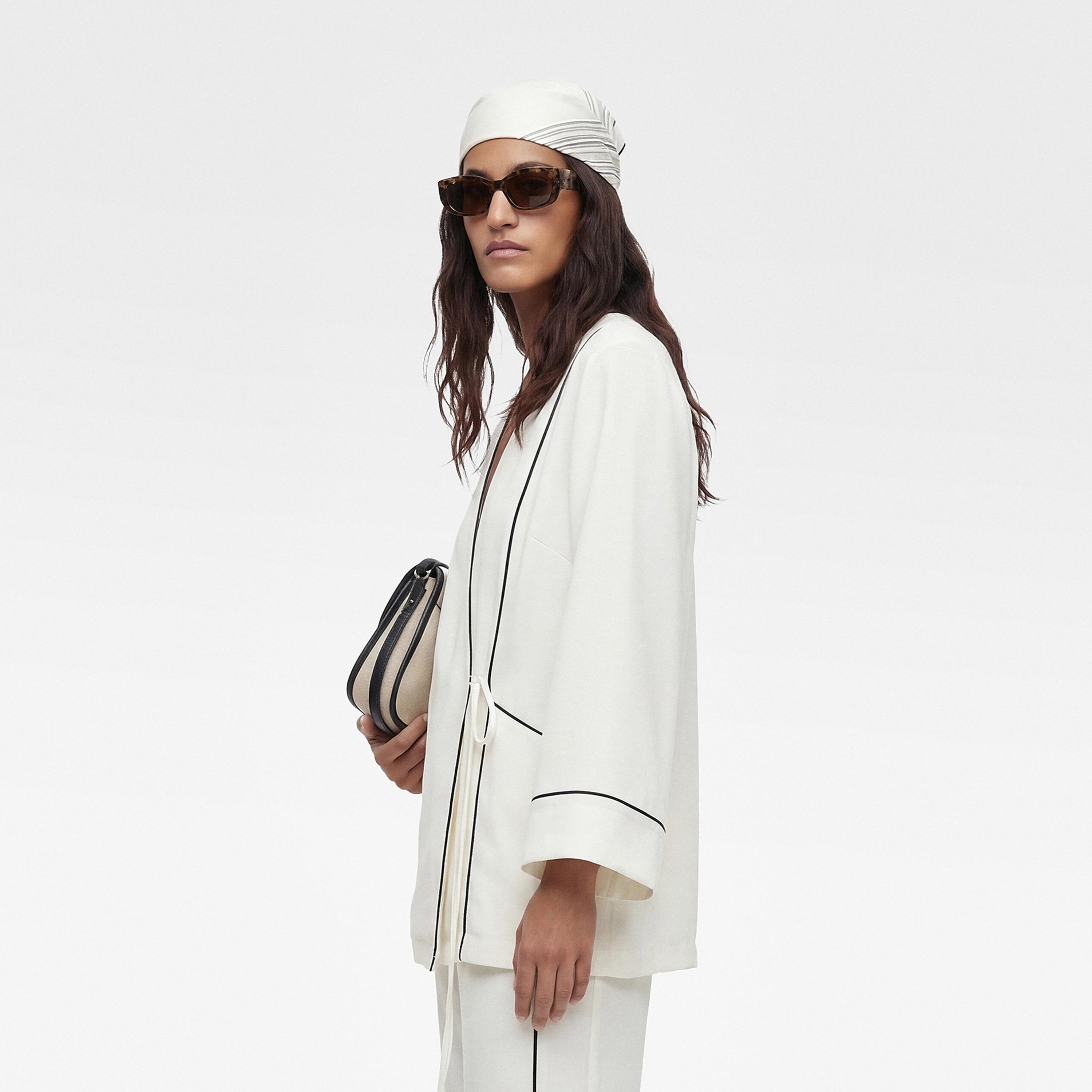 KOTON White Piping Detailed Surplice Neck Women's Kimono-women-clothing-shirtsandblouses-blouses-image-3