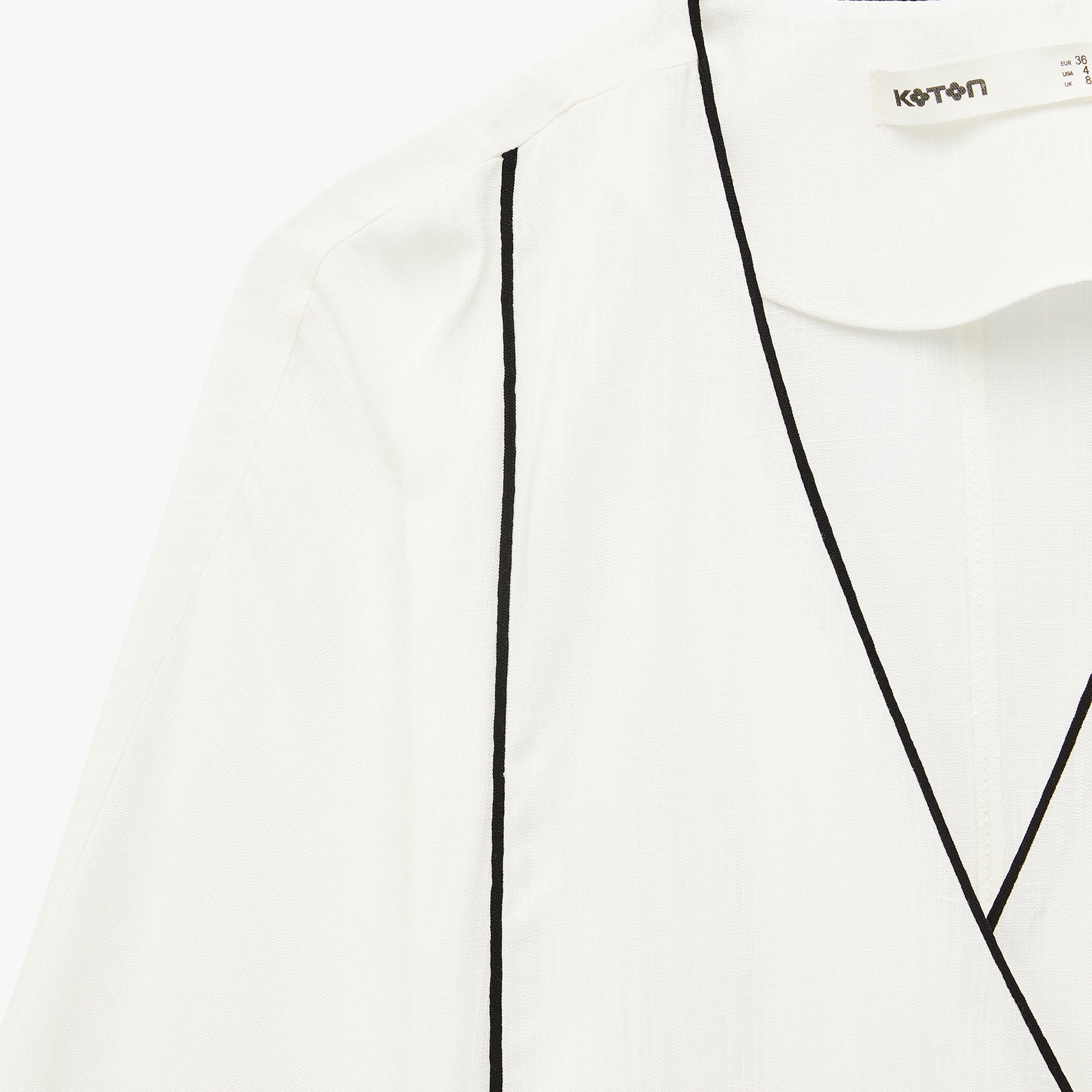 KOTON White Piping Detailed Surplice Neck Women's Kimono-women-clothing-shirtsandblouses-blouses-image-6