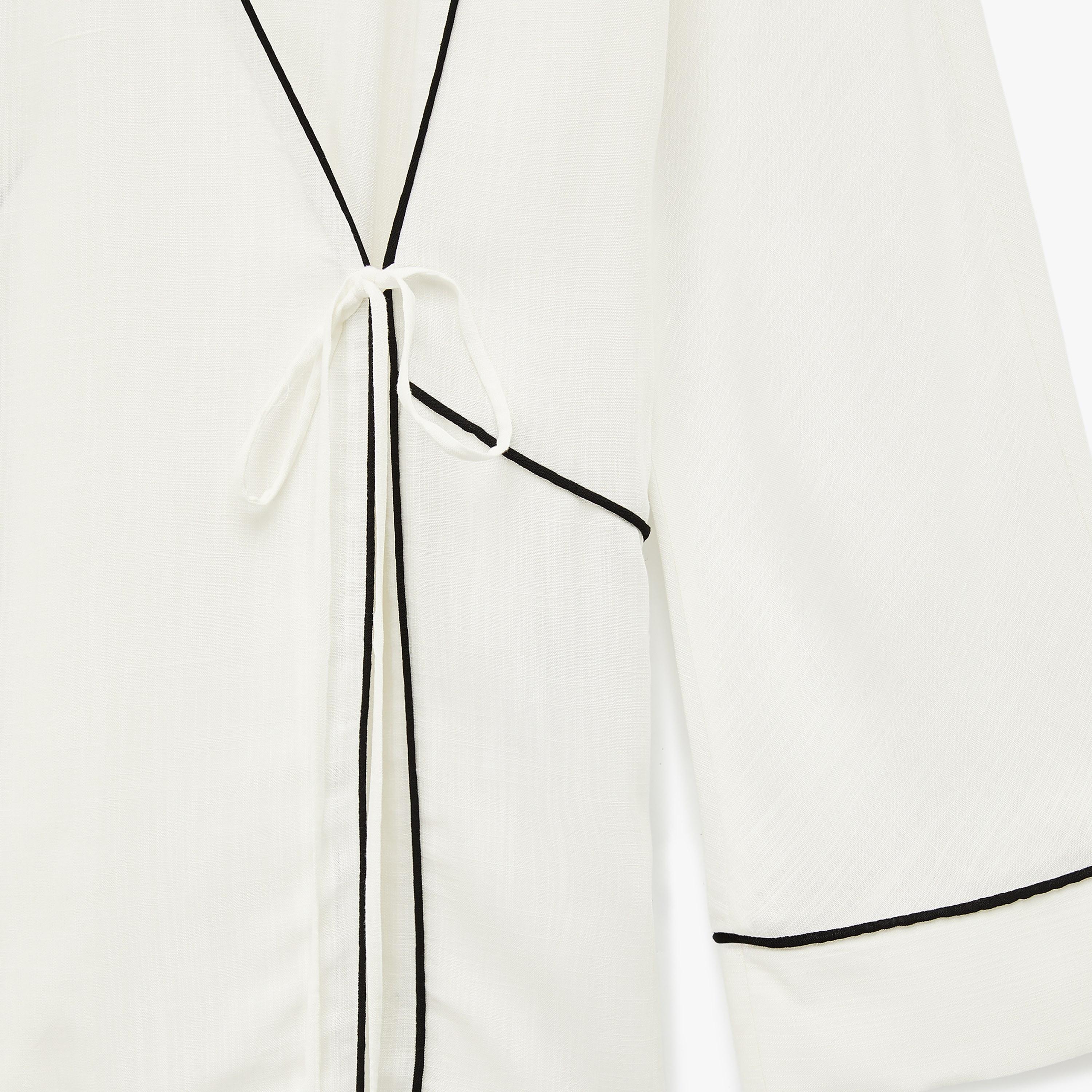 KOTON White Piping Detailed Surplice Neck Women's Kimono-women-clothing-shirtsandblouses-blouses-image-7