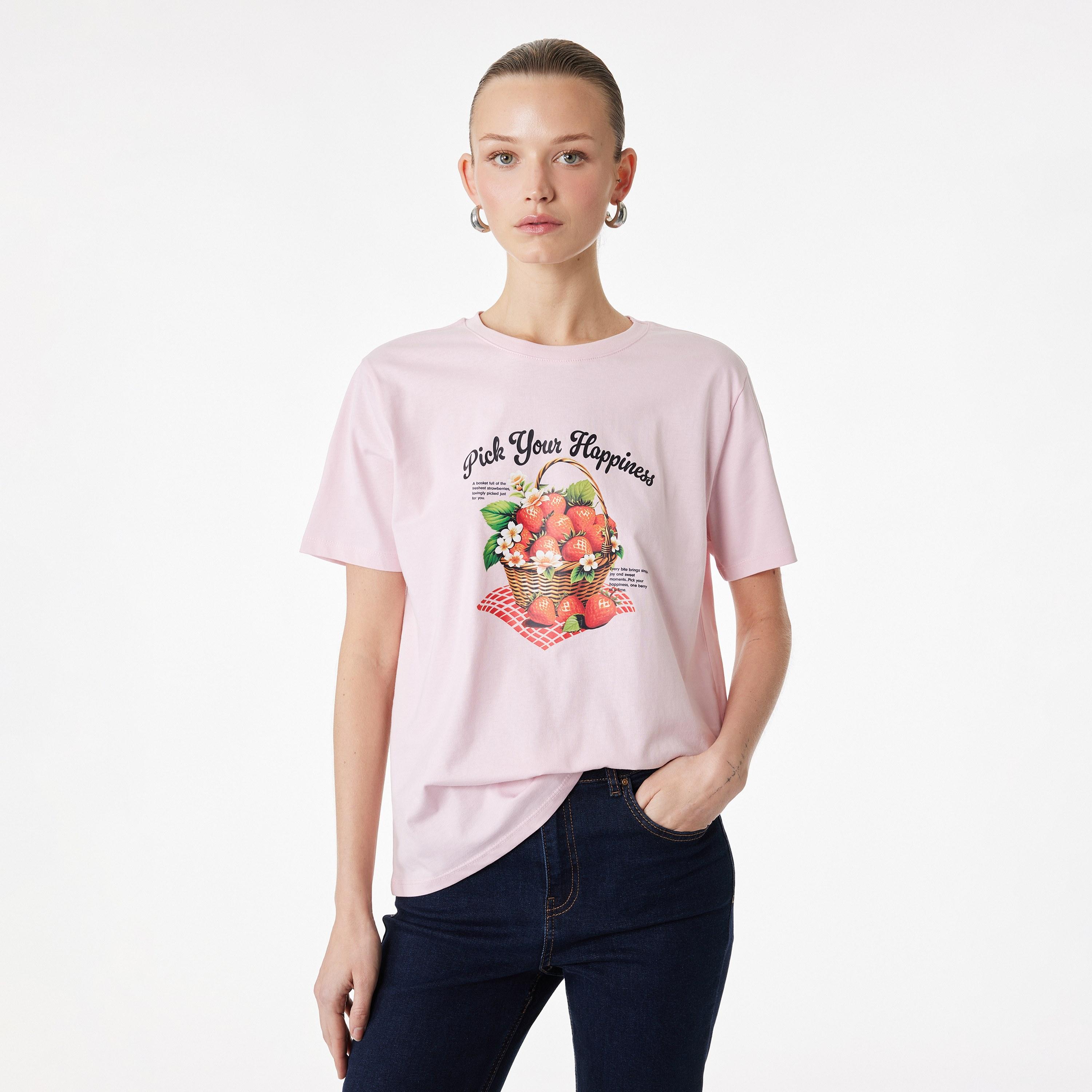 KOTON Graphic Strawberry Print Cotton Women's T-Shirt-women-clothing-tshirts-image-1