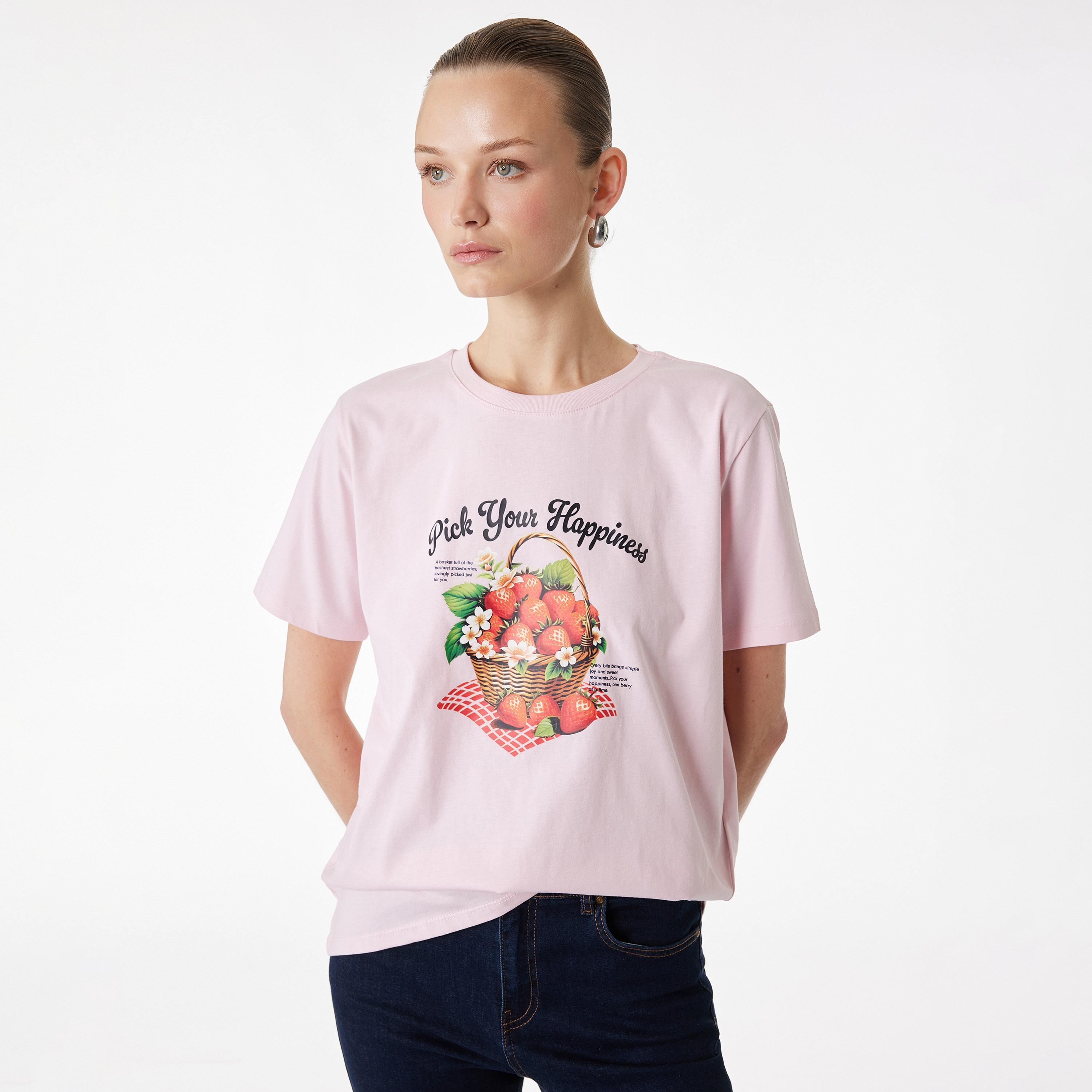 KOTON Graphic Strawberry Print Cotton Women's T-Shirt-women-clothing-tshirts-image-2