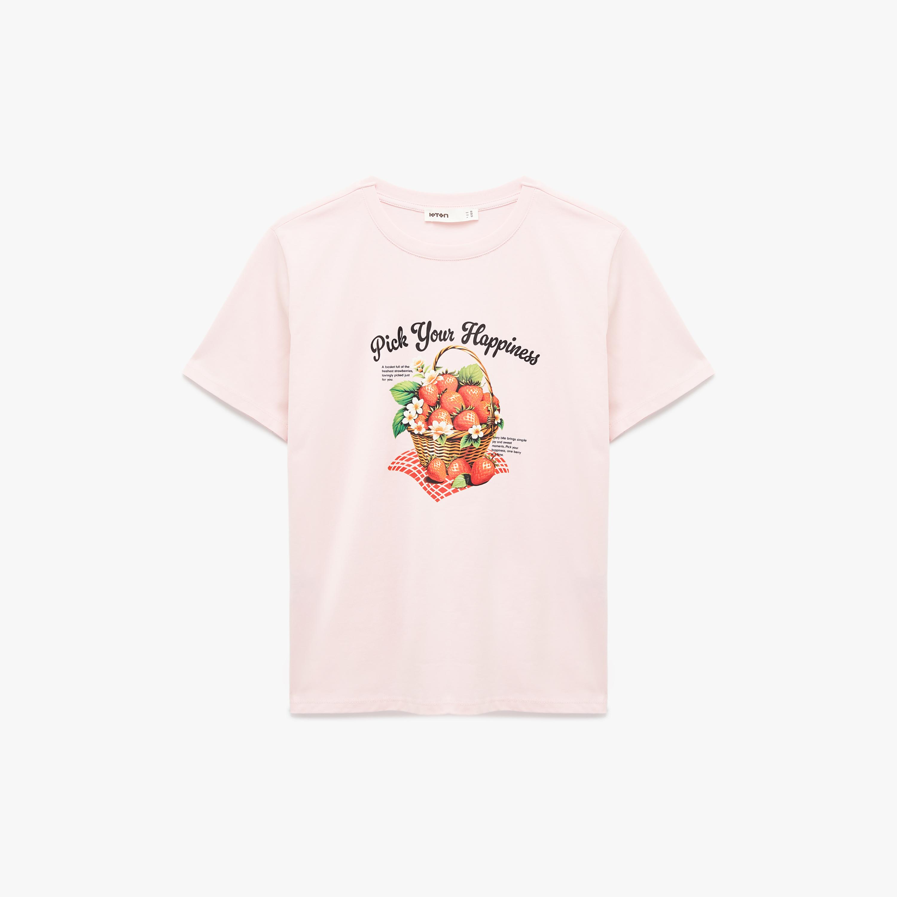 KOTON Graphic Strawberry Print Cotton Women's T-Shirt-women-clothing-tshirts-image-3