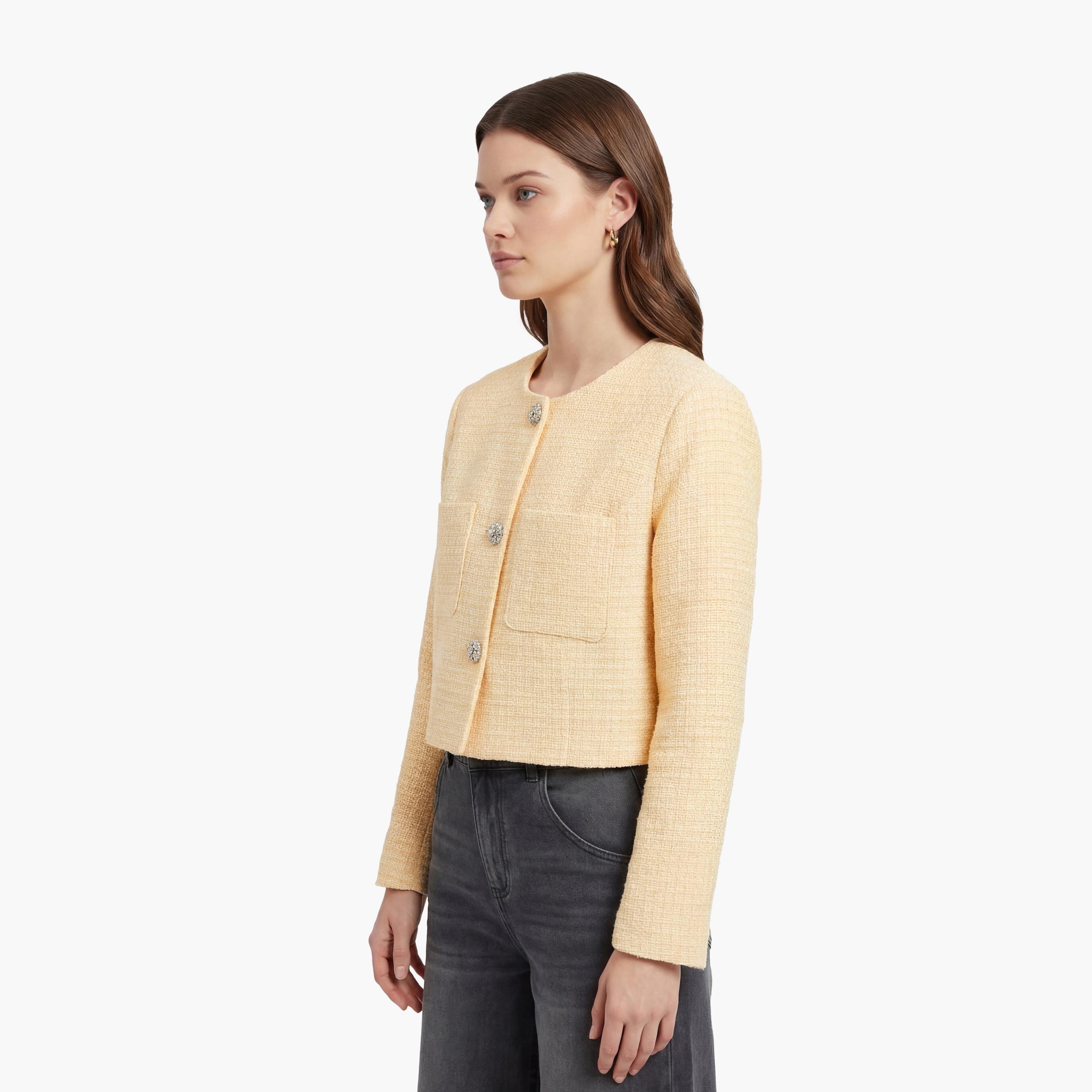 KOTON Yellow Textured Women's Jacket-women-winterwear-coatsandjackets-jackets-image-3