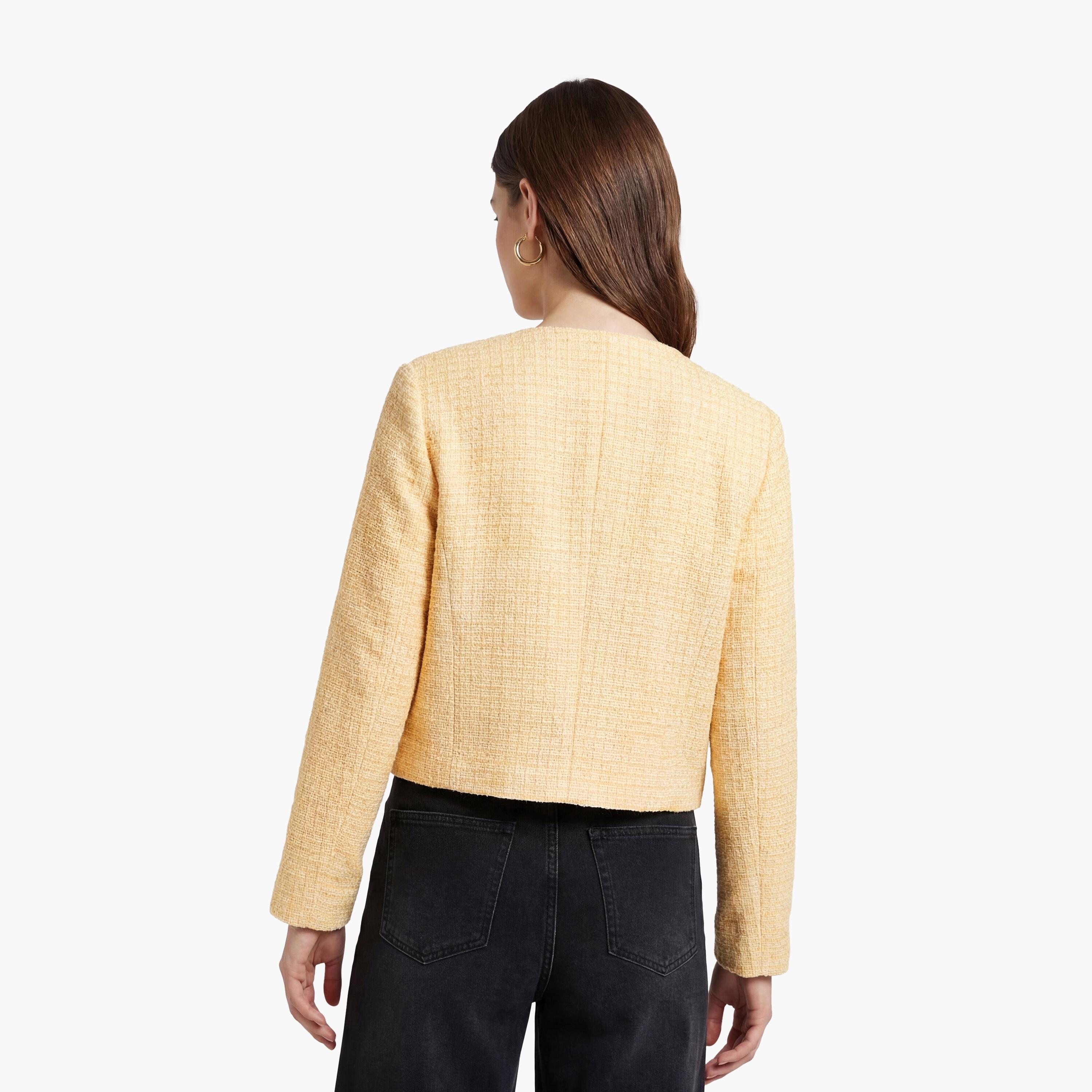 KOTON Yellow Textured Women's Jacket-women-winterwear-coatsandjackets-jackets-image-4