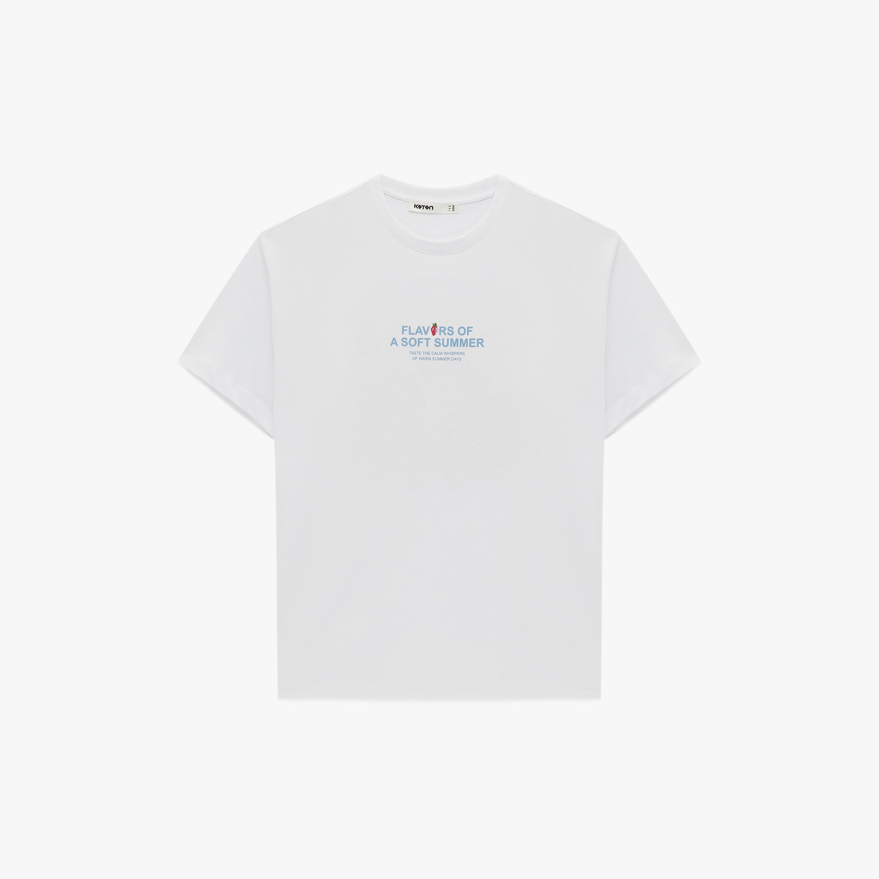 KOTON White Graphic Strawberry Print Cotton Women's T-Shirt-women-clothing-tshirts-image-3
