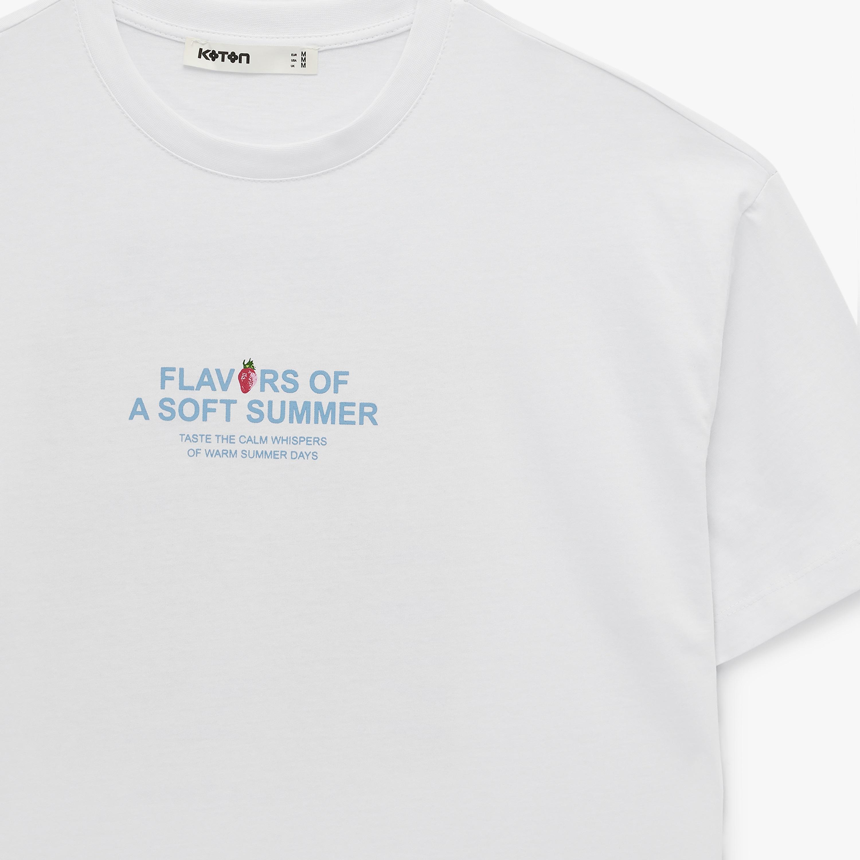 KOTON White Graphic Strawberry Print Cotton Women's T-Shirt-women-clothing-tshirts-image-5