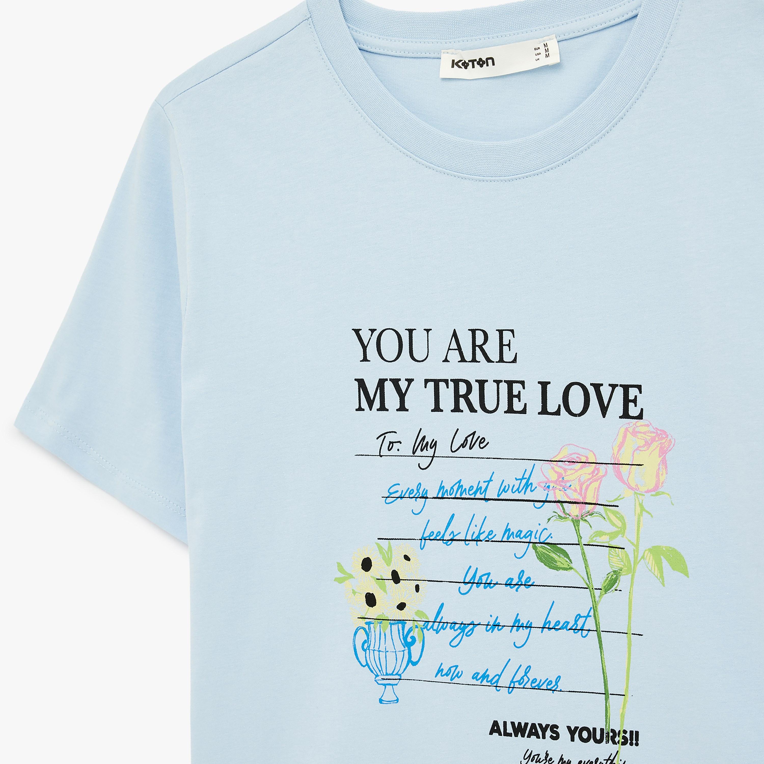 تيشيرت قطني نسائي بطبعة "غرافيك" الزهور بلون أزرق فاتح من كوتون-women-clothing-tshirts-image-5
