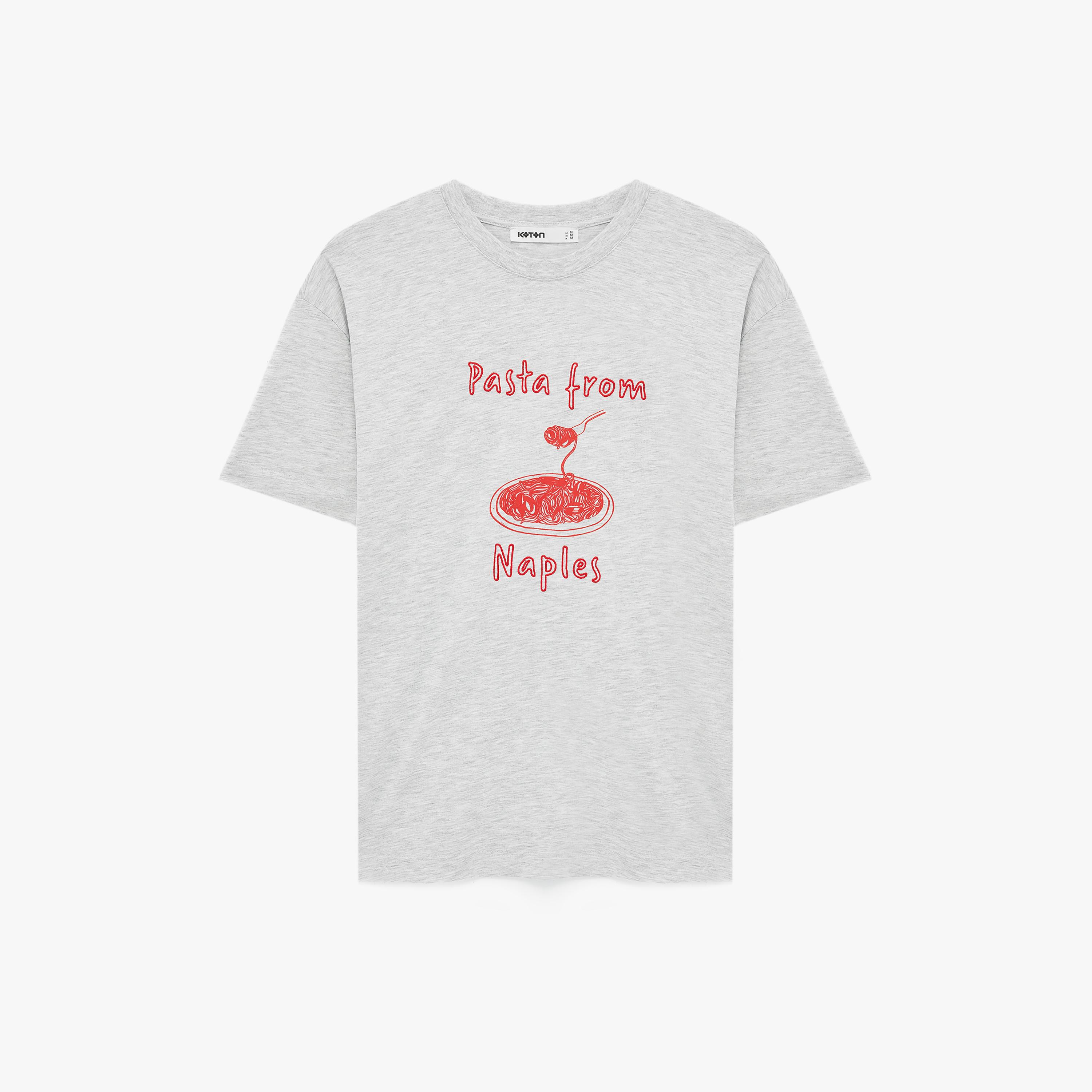 KOTON Grey Graphic Embroidered Women's T-Shirt-women-clothing-tshirts-image-4