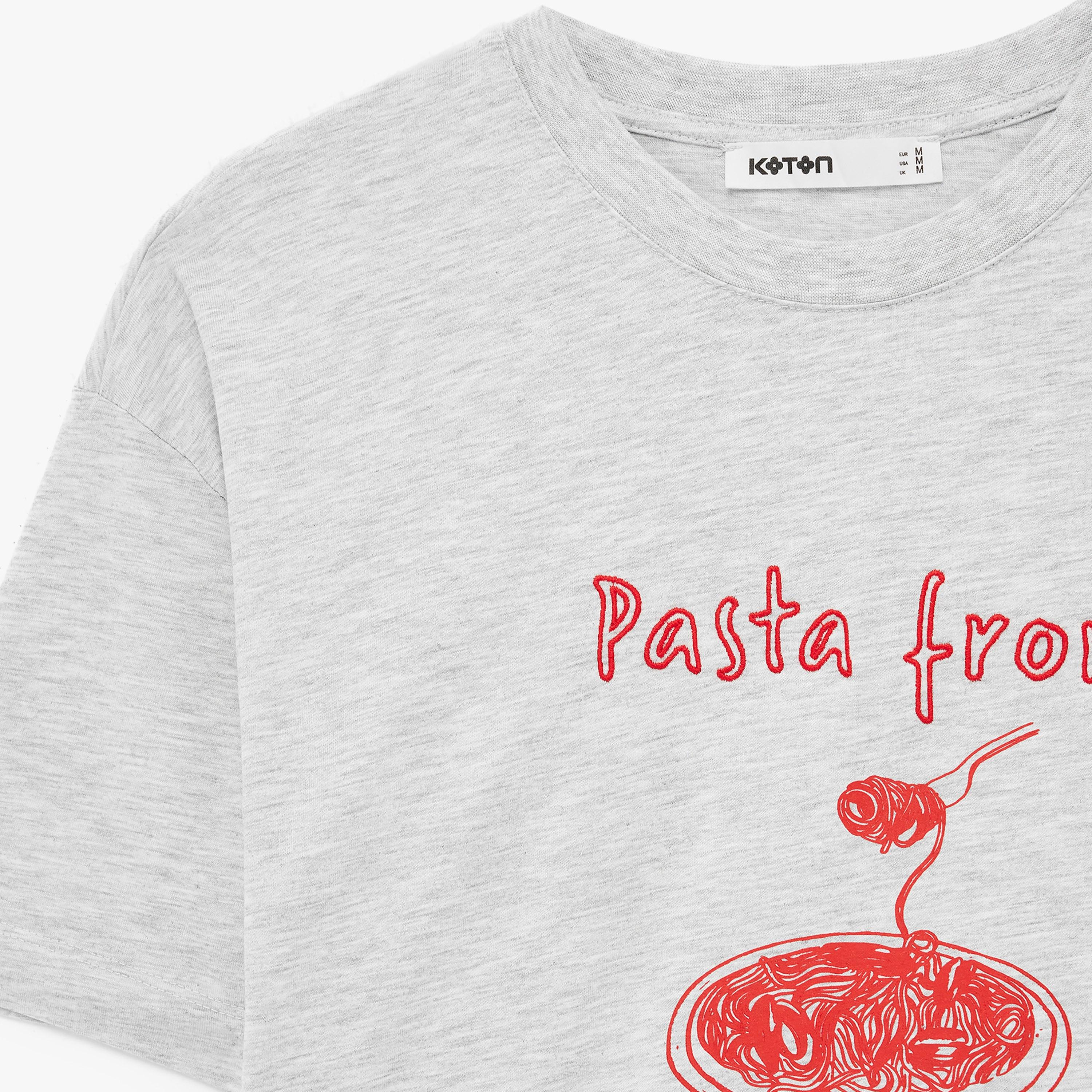 KOTON Grey Graphic Embroidered Women's T-Shirt-women-clothing-tshirts-image-6