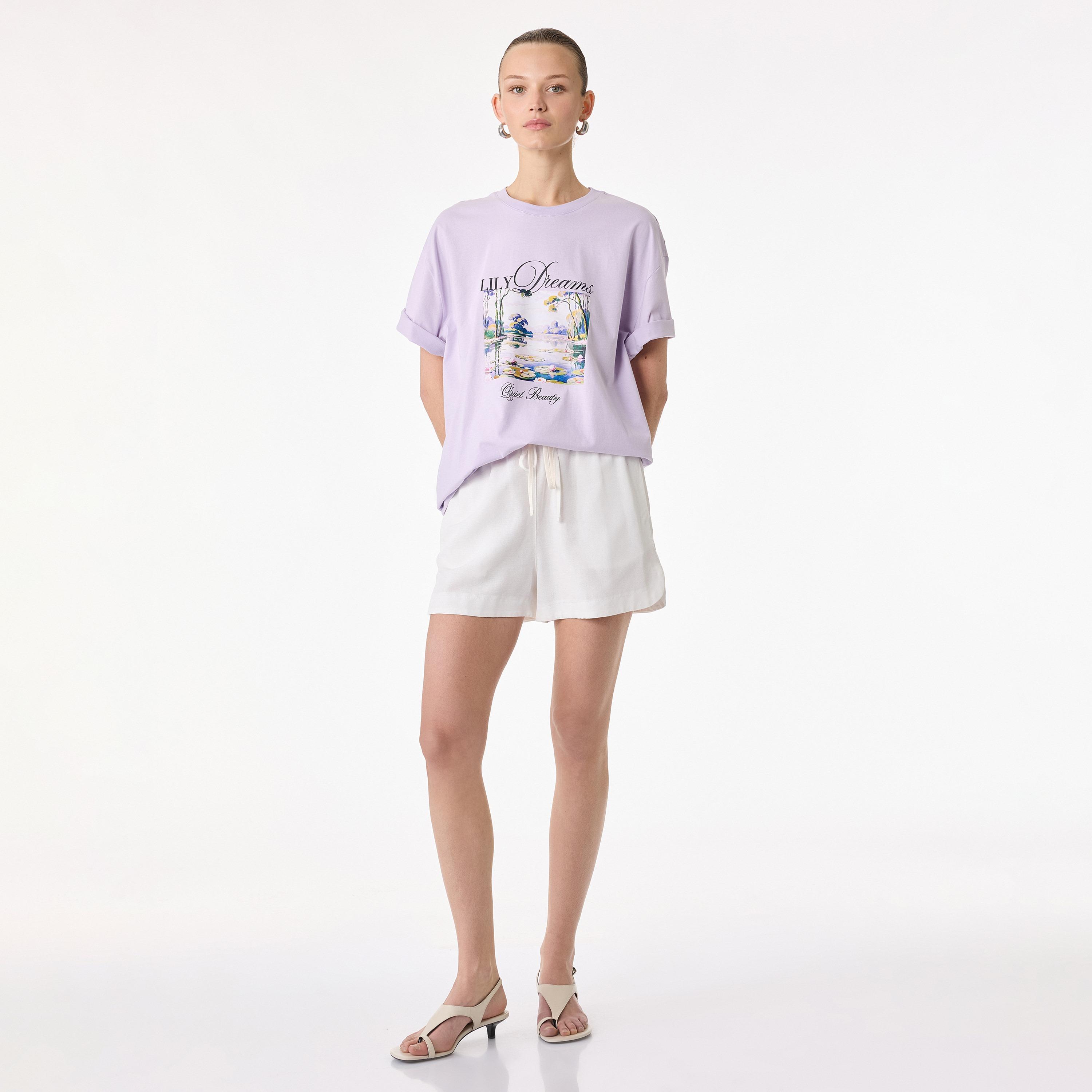 تيشيرت قطني نسائي بطبعة "غرافيك" لمنظر طبيعي بلون لافندر من كوتون-women-clothing-tshirts-image-2