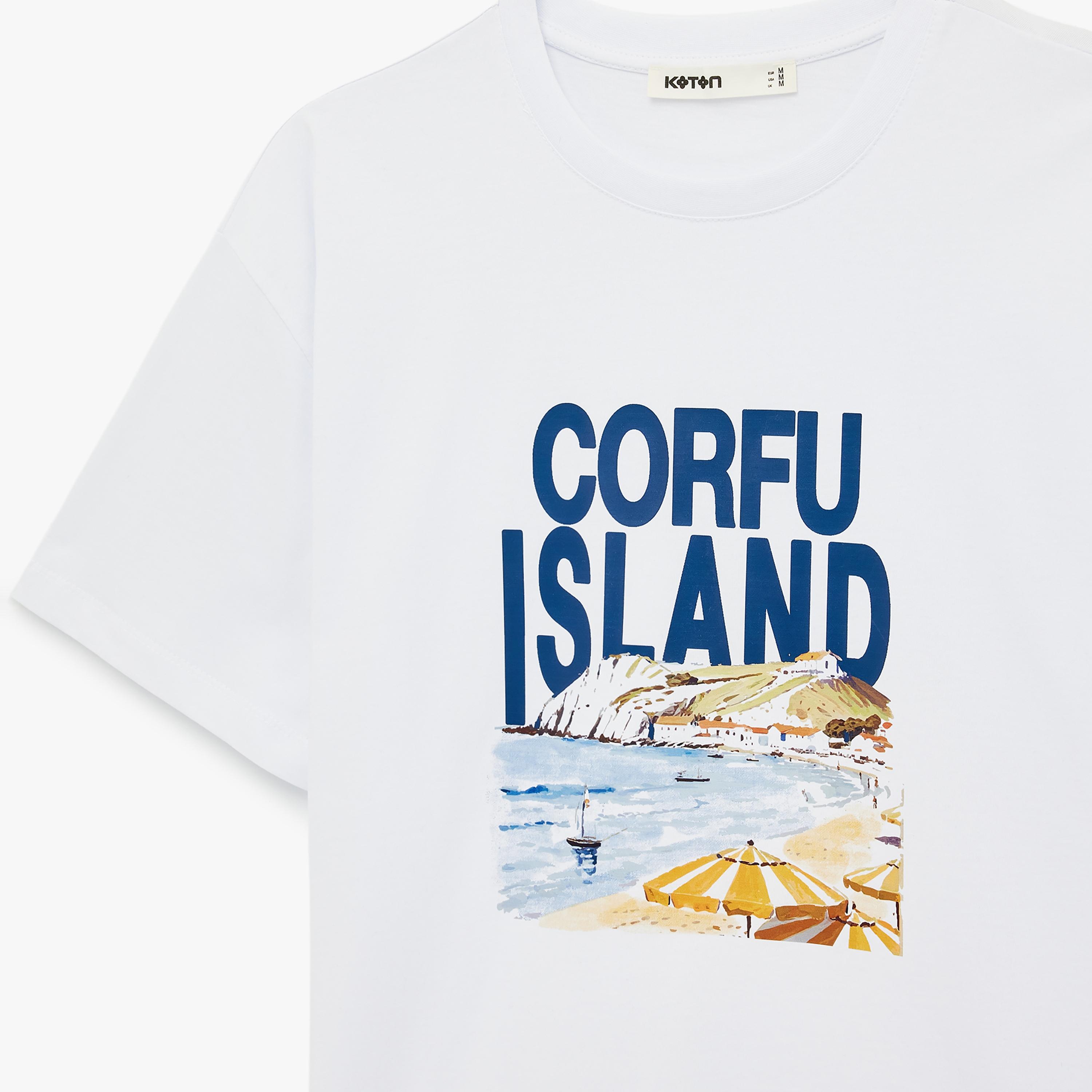 KOTON White Graphic Landscape Print Cotton Women's T-Shirt-women-clothing-tshirts-image-6