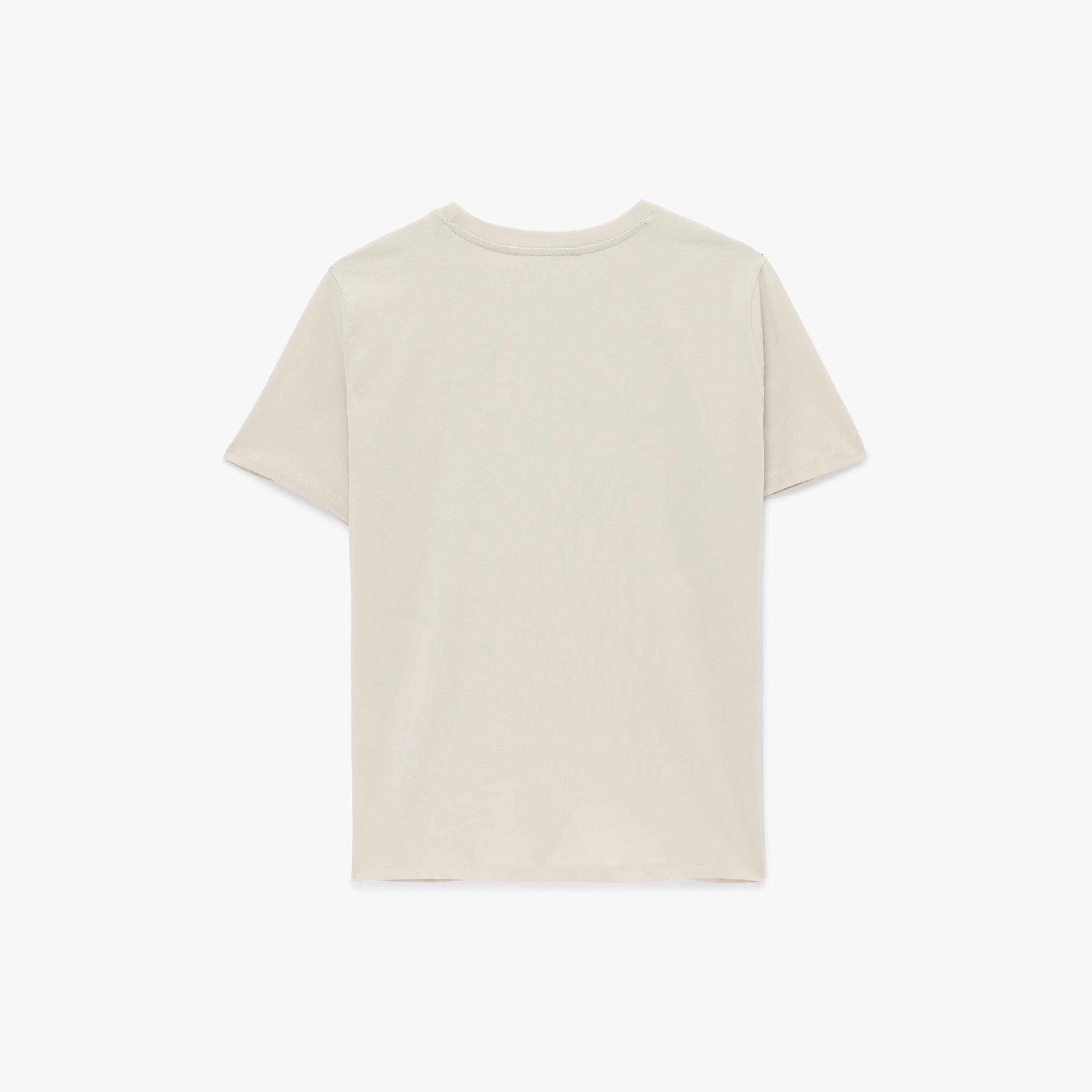 KOTON Beige Text-Print Cotton Women's T-Shirt-women-clothing-tshirts-image-4