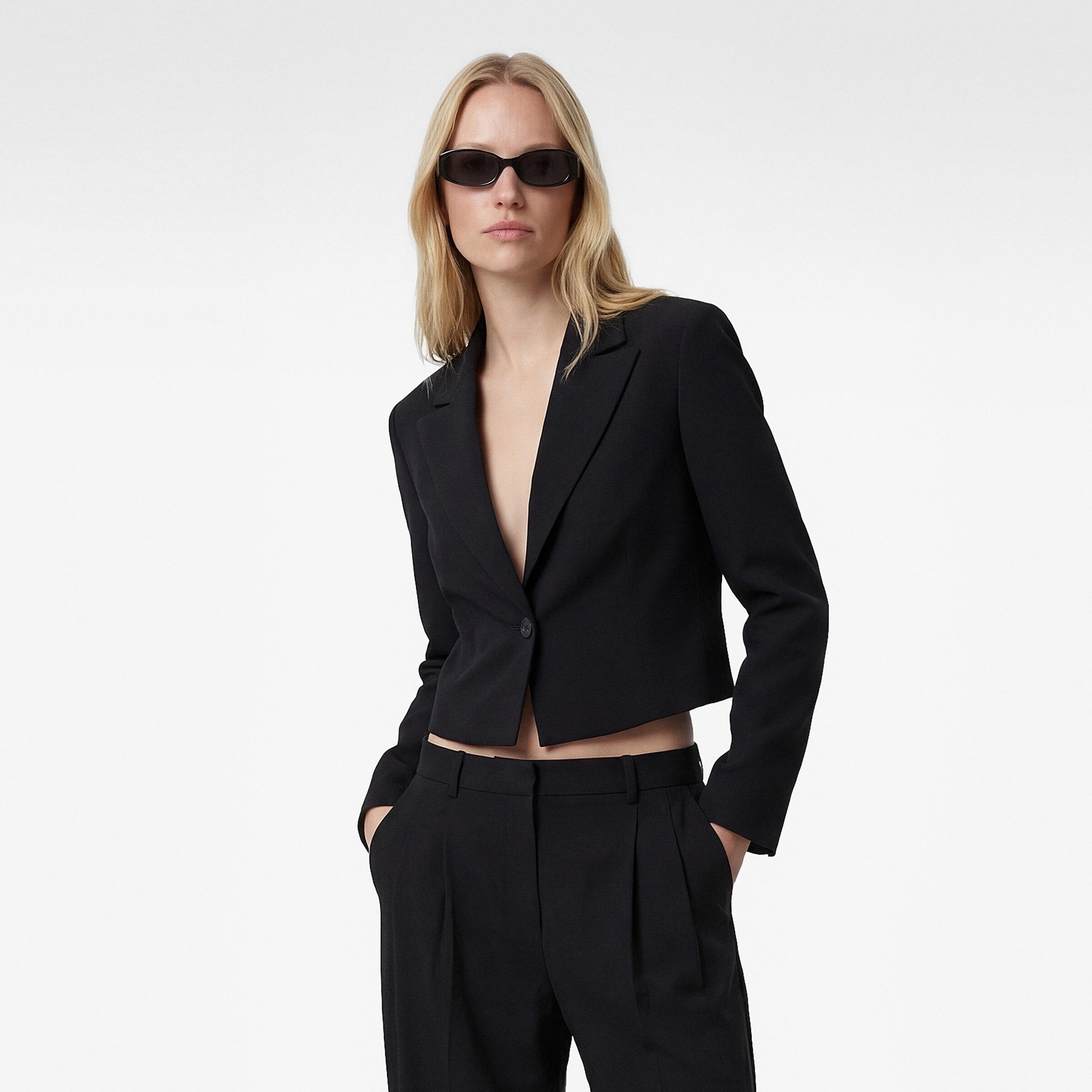 KOTON Black Textured Women's Single Breasted Blazer-women-clothing-coatsandjackets-blazers-image-1