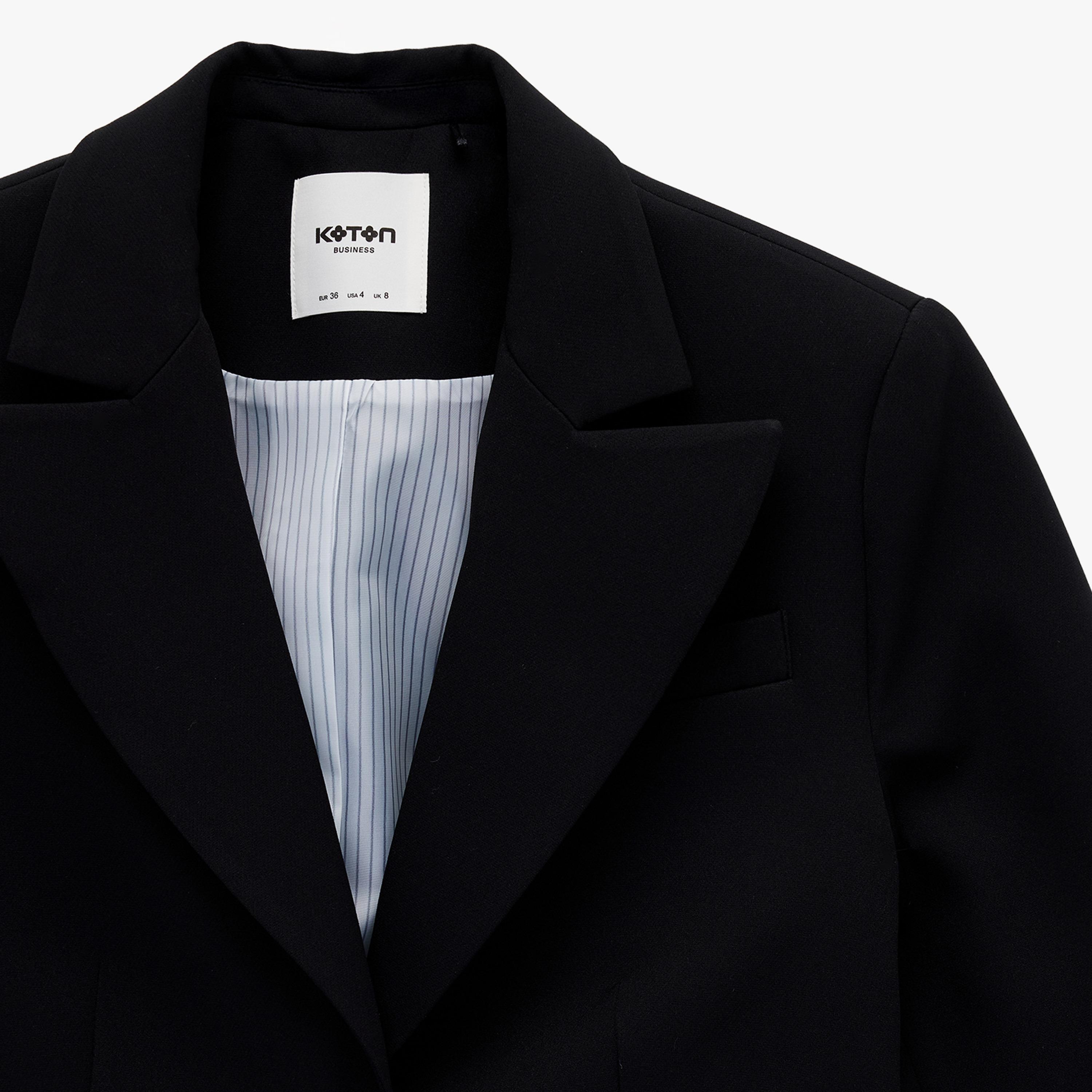 KOTON Black Textured Women's Single Breasted Blazer-women-clothing-coatsandjackets-blazers-image-5