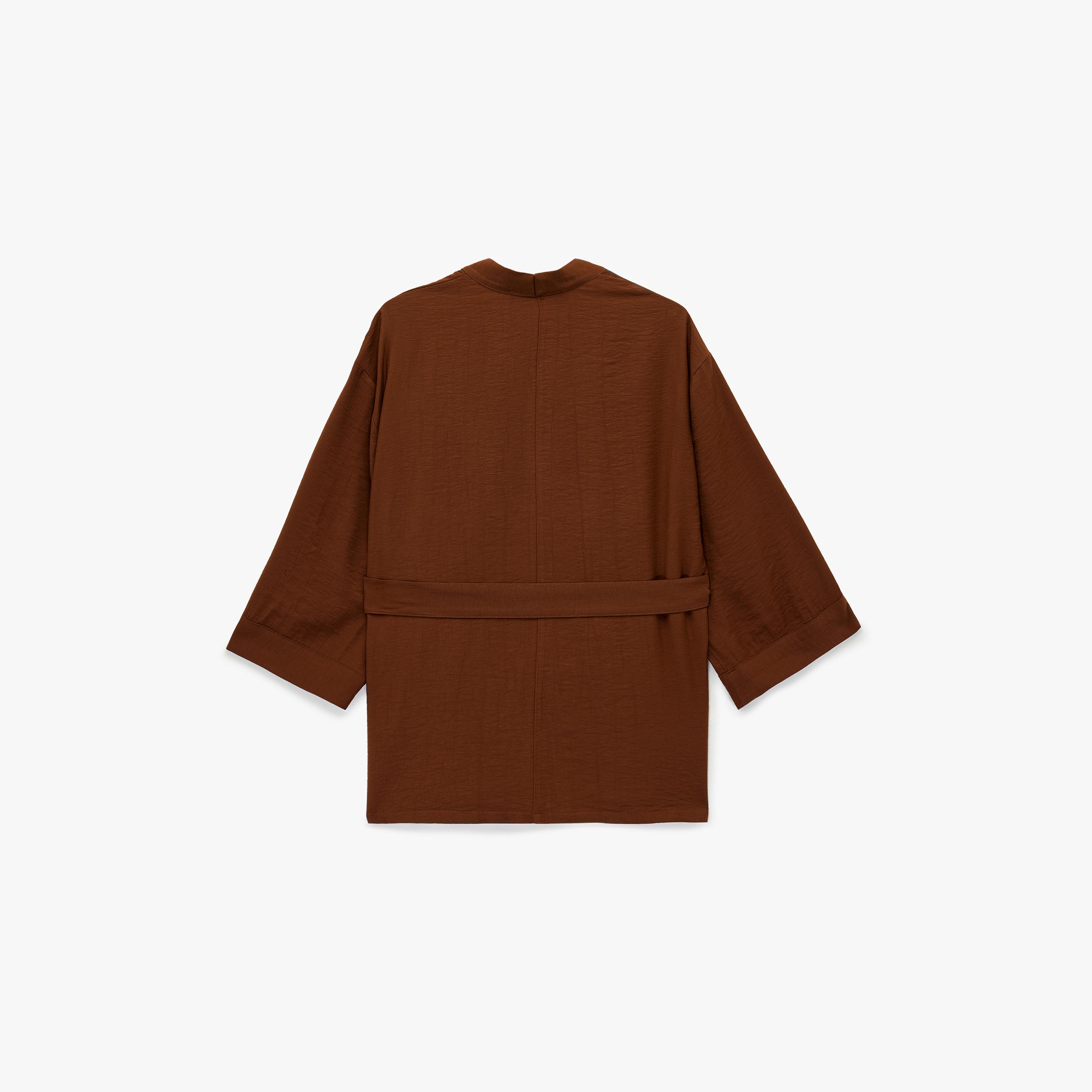 KOTON Textured Shawl Neck Women's Kimono-women-clothing-shirtsandblouses-blouses-image-4