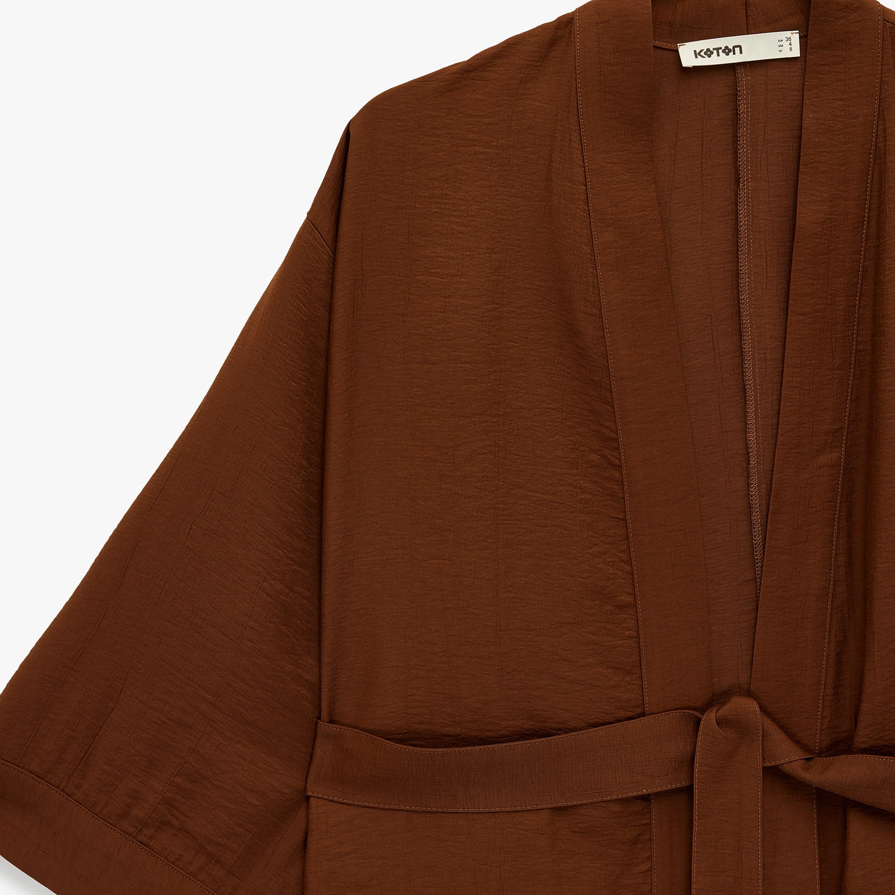 KOTON Textured Shawl Neck Women's Kimono-women-clothing-shirtsandblouses-blouses-image-5