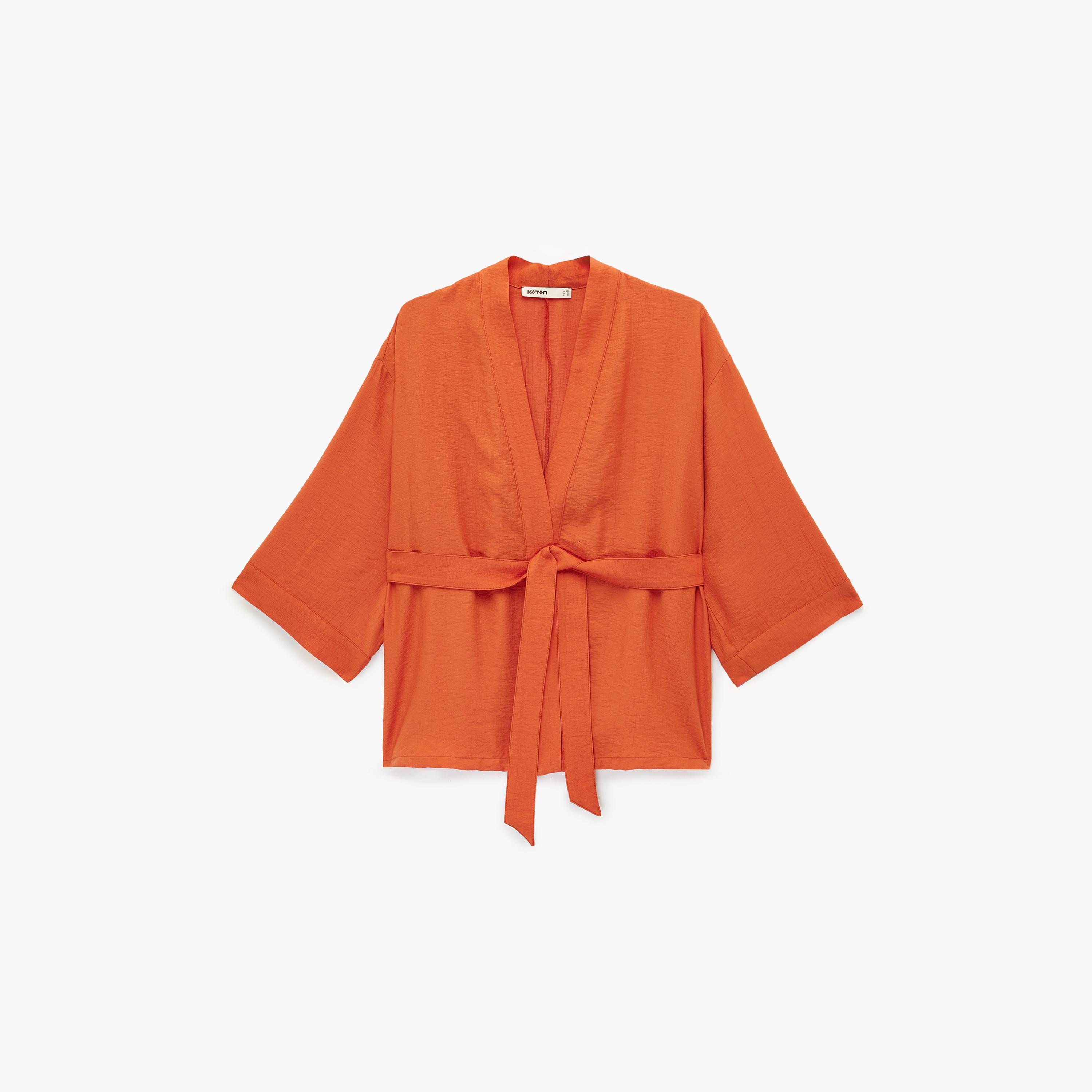 كيمونو نسائي من قماش بارز وياقة شال من كوتون-women-clothing-shirtsandblouses-blouses-image-3