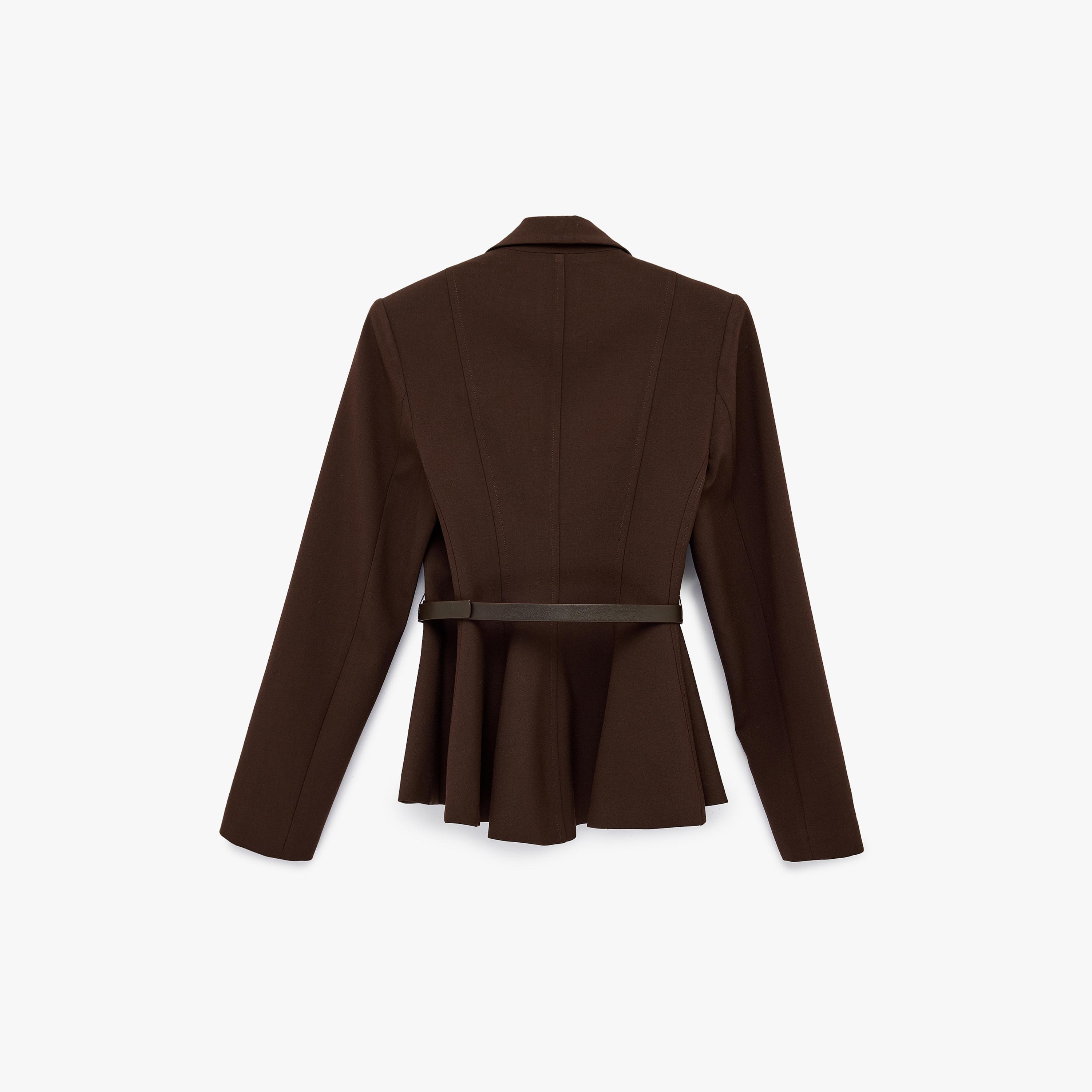 KOTON Brown Lapel Collar Women's Single Breasted Blazer-women-clothing-coatsandjackets-blazers-image-4