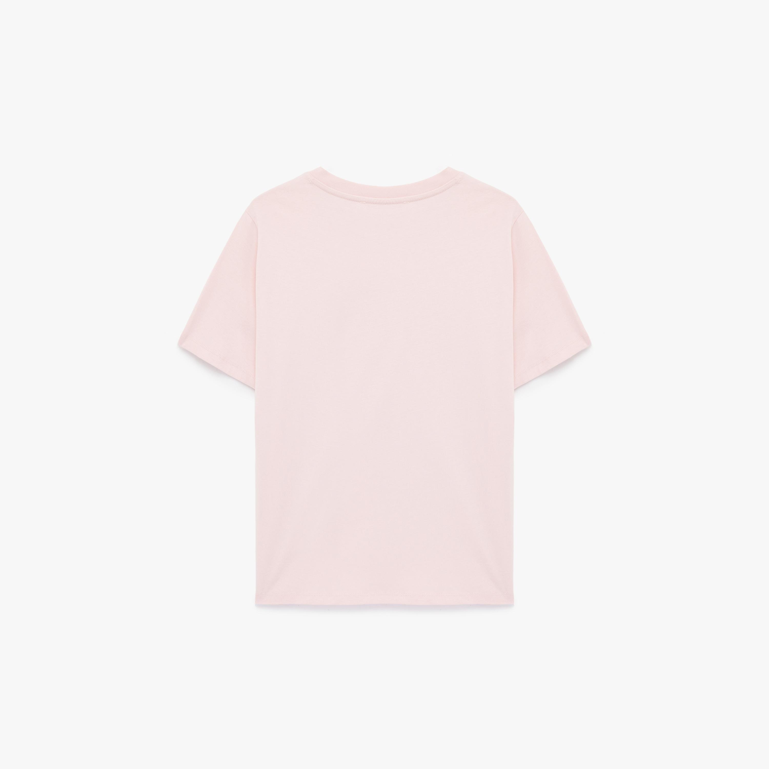 KOTON Pink Graphic Bow Cotton Women's T-Shirt-women-clothing-tshirts-image-5