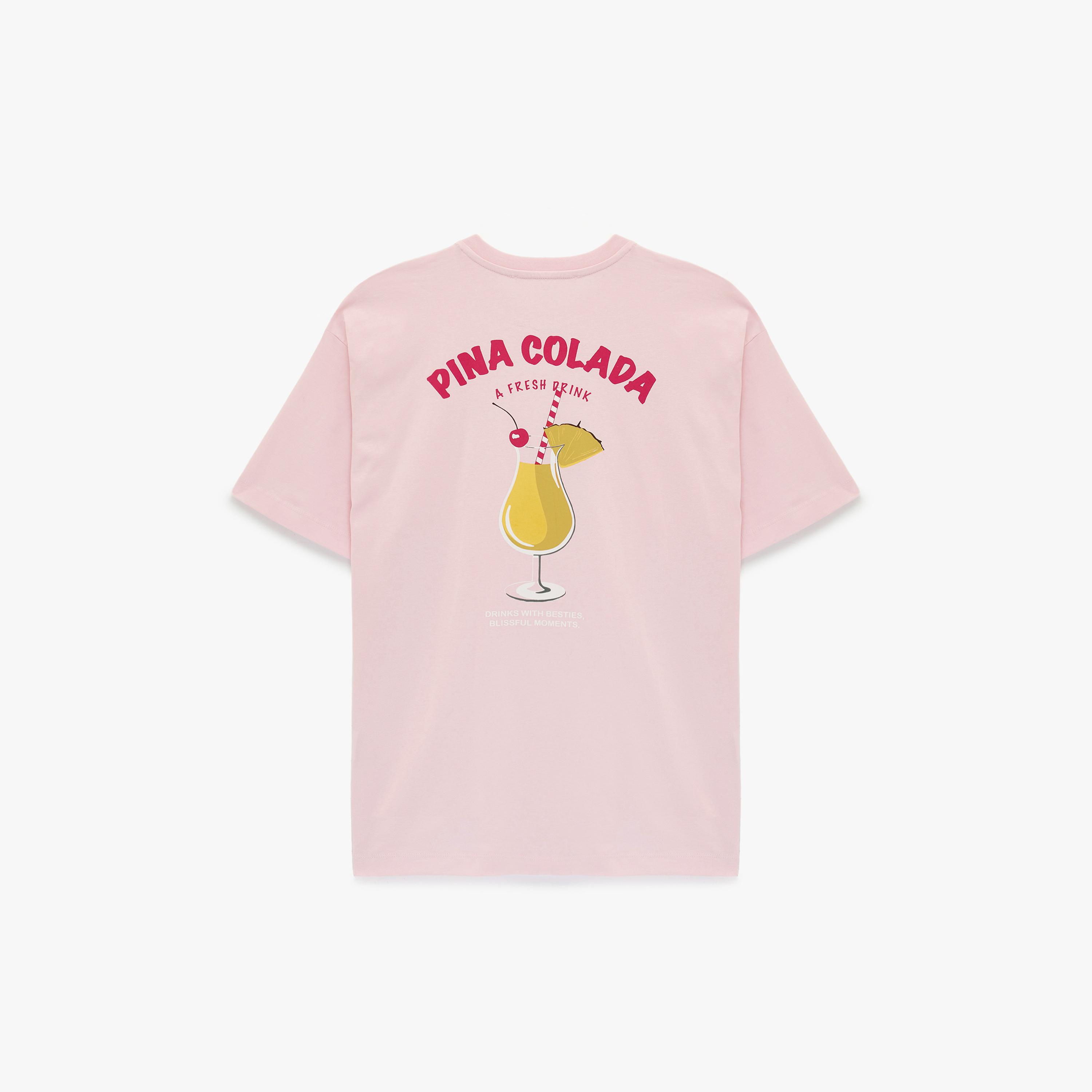 KOTON Pink Graphic Drink Print Cotton Women's T-Shirt-women-clothing-tshirts-image-4