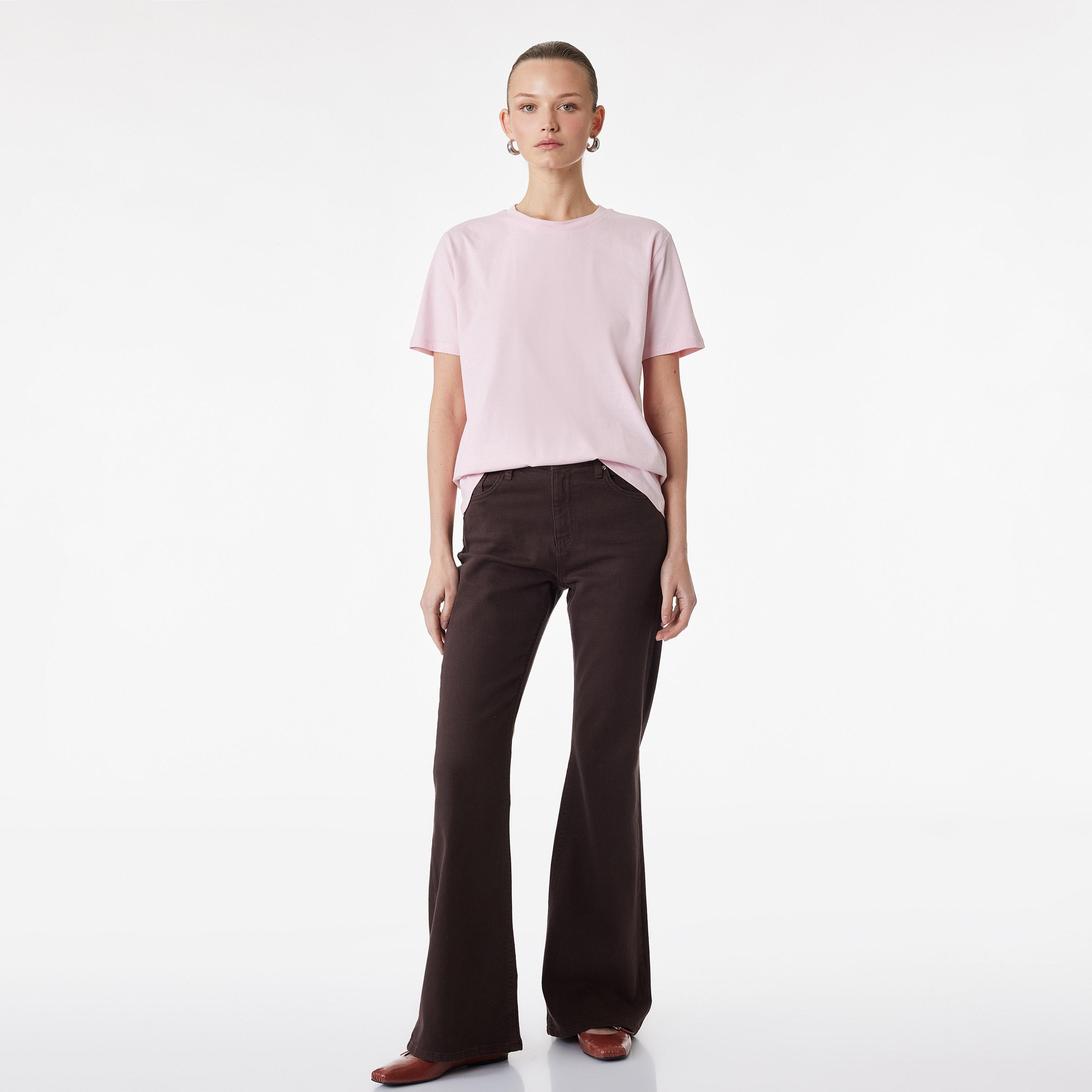 KOTON Pink Text-Print Cotton Women's T-Shirt-women-clothing-tshirts-image-2