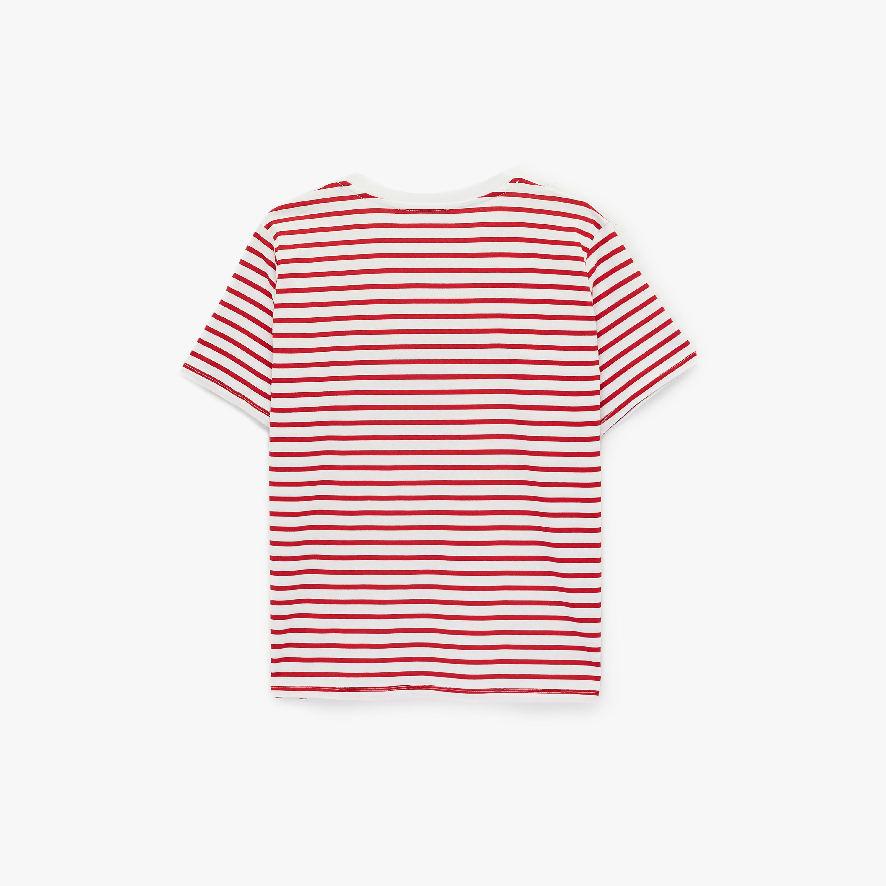 KOTON White Striped Cotton Women's T-Shirt-women-clothing-tshirts-image-4