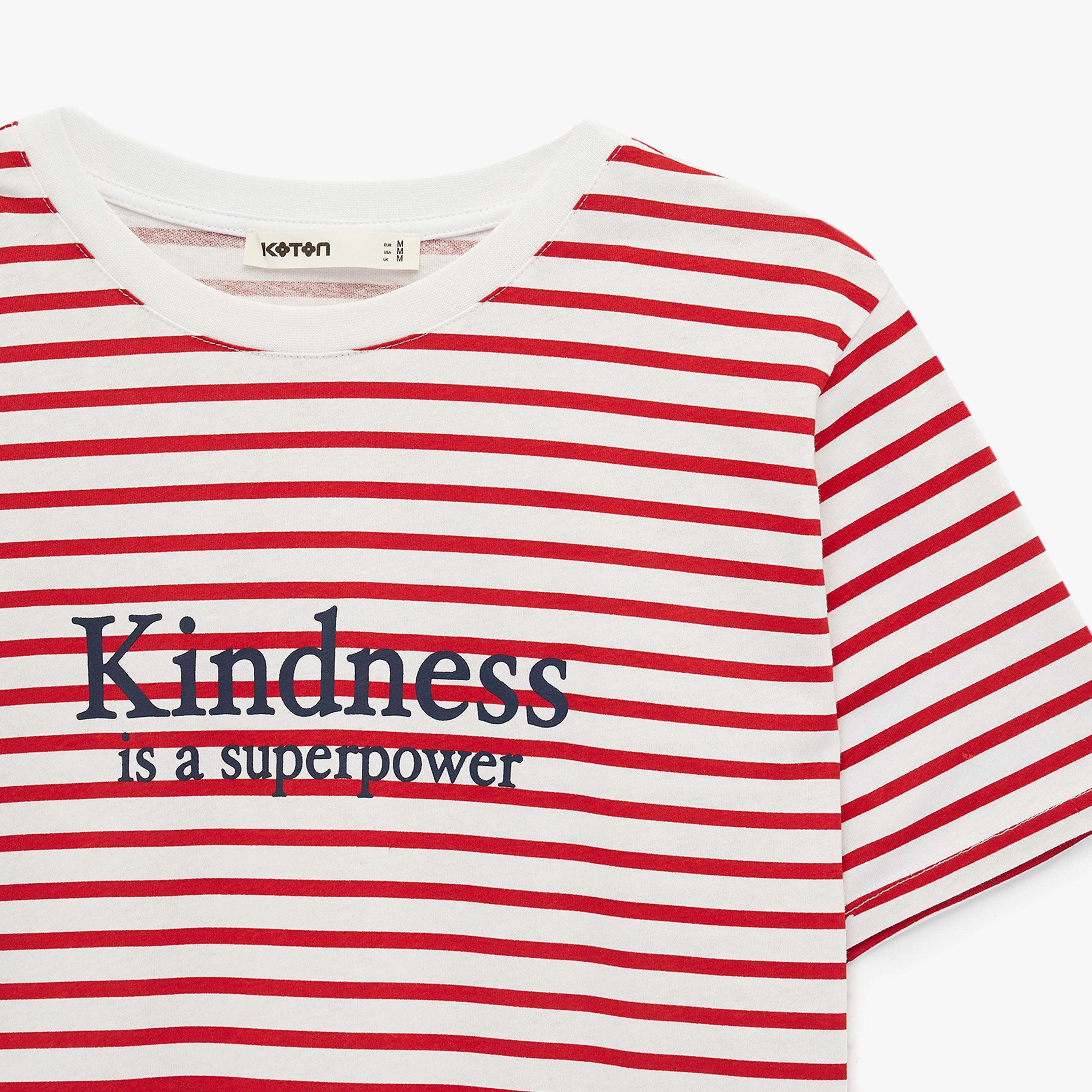 KOTON White Striped Cotton Women's T-Shirt-women-clothing-tshirts-image-5