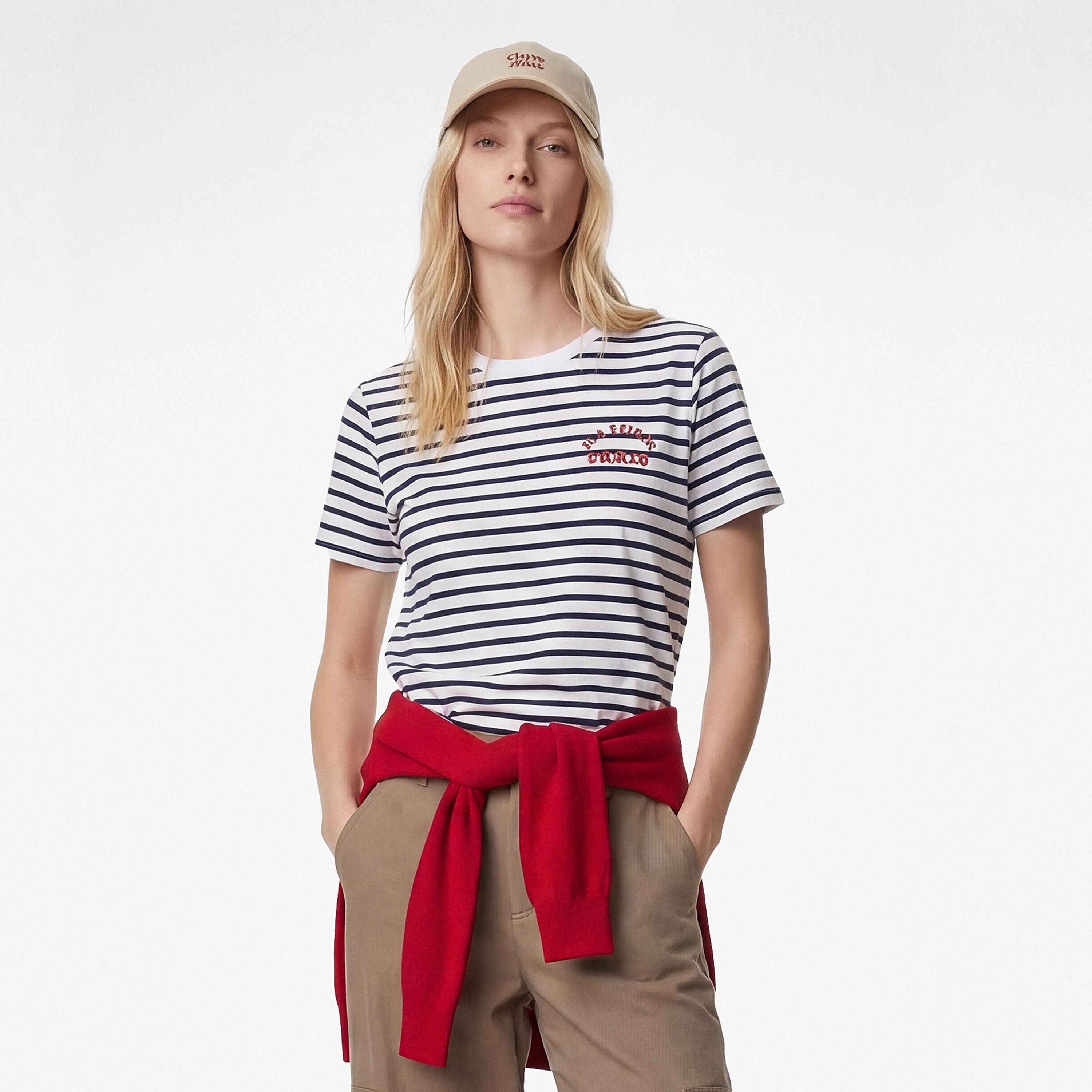 تيشيرت قطني نسائي مخطط بلون أبيض من كوتون-women-clothing-tshirts-image-1