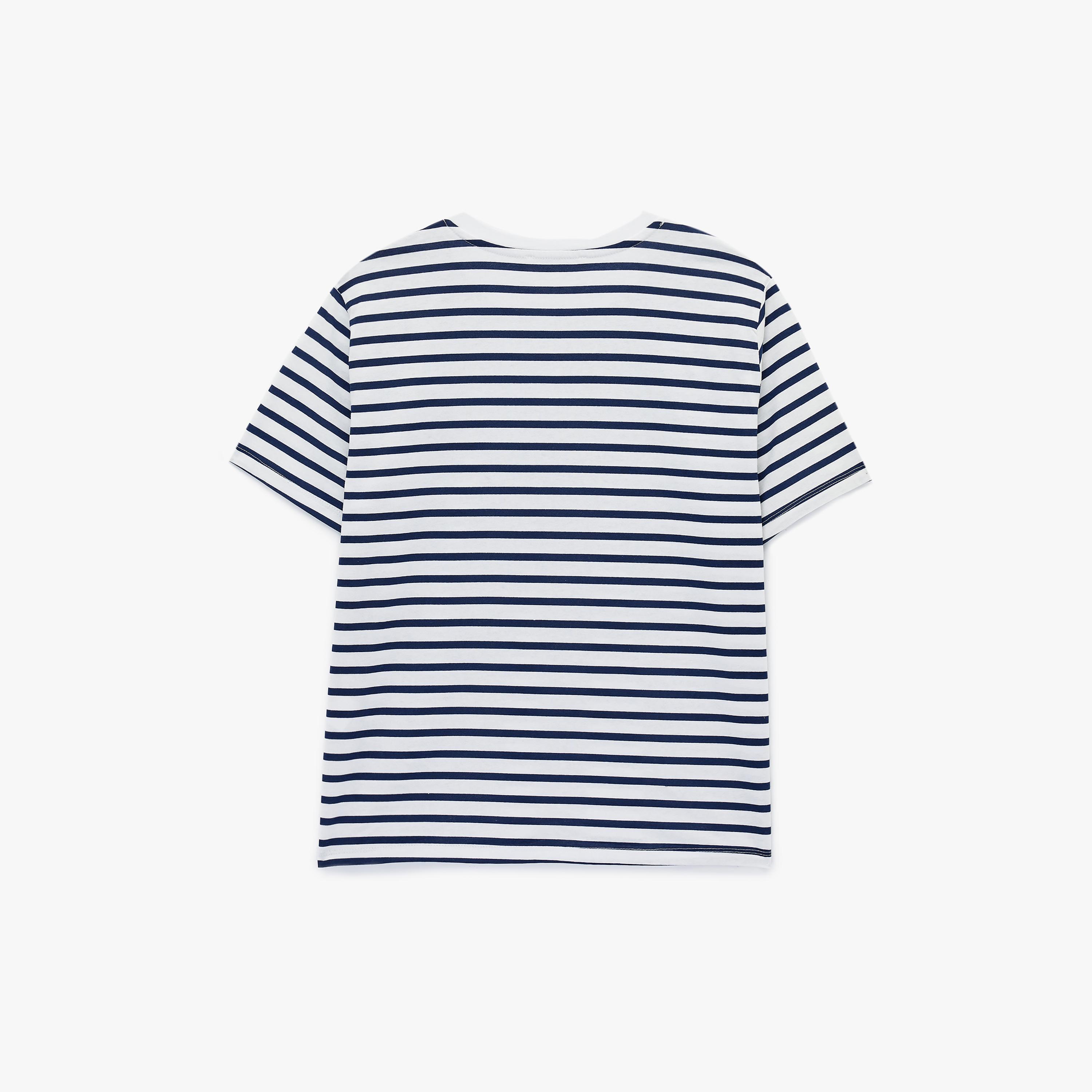 تيشيرت قطني نسائي مخطط بلون أبيض من كوتون-women-clothing-tshirts-image-4