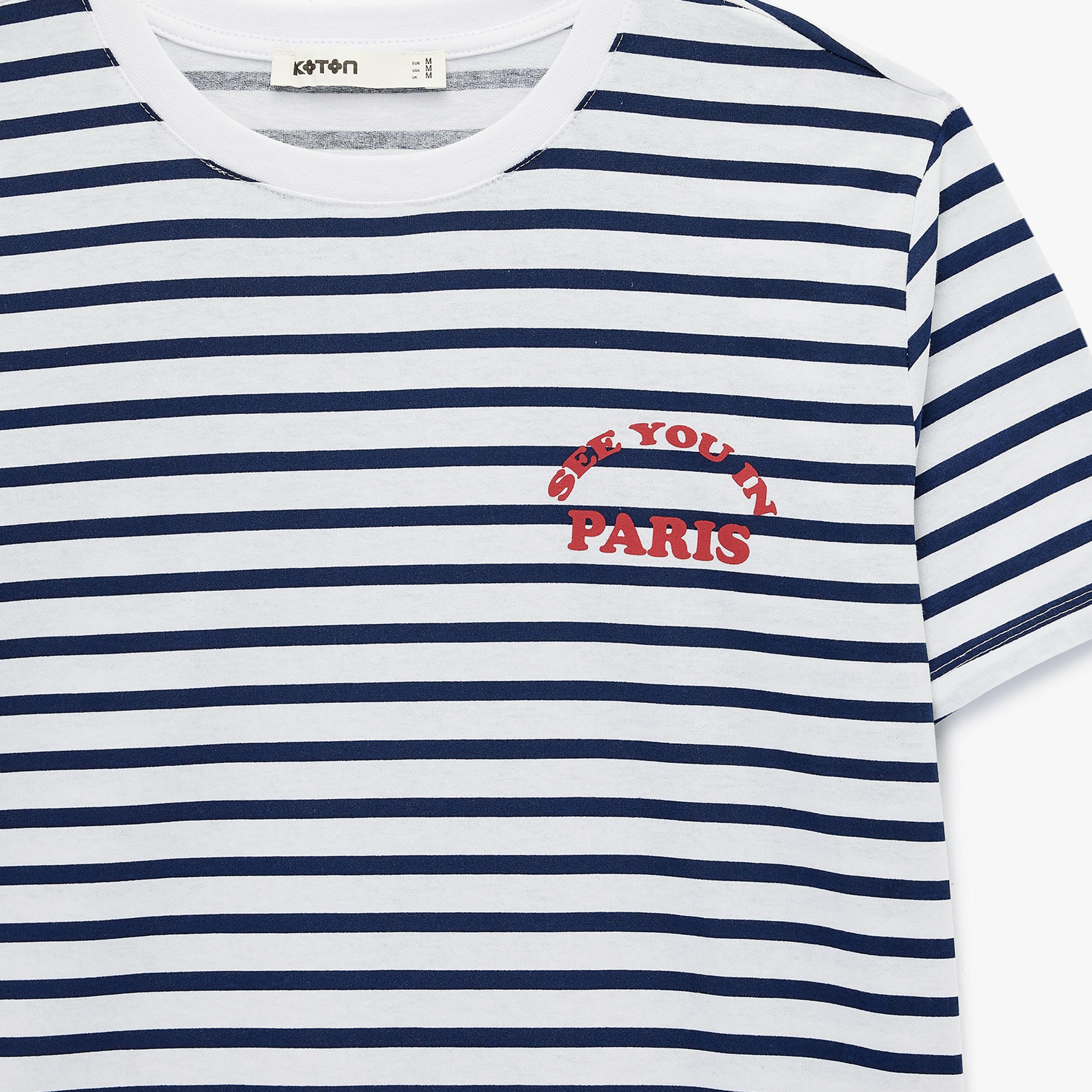 تيشيرت قطني نسائي مخطط بلون أبيض من كوتون-women-clothing-tshirts-image-5