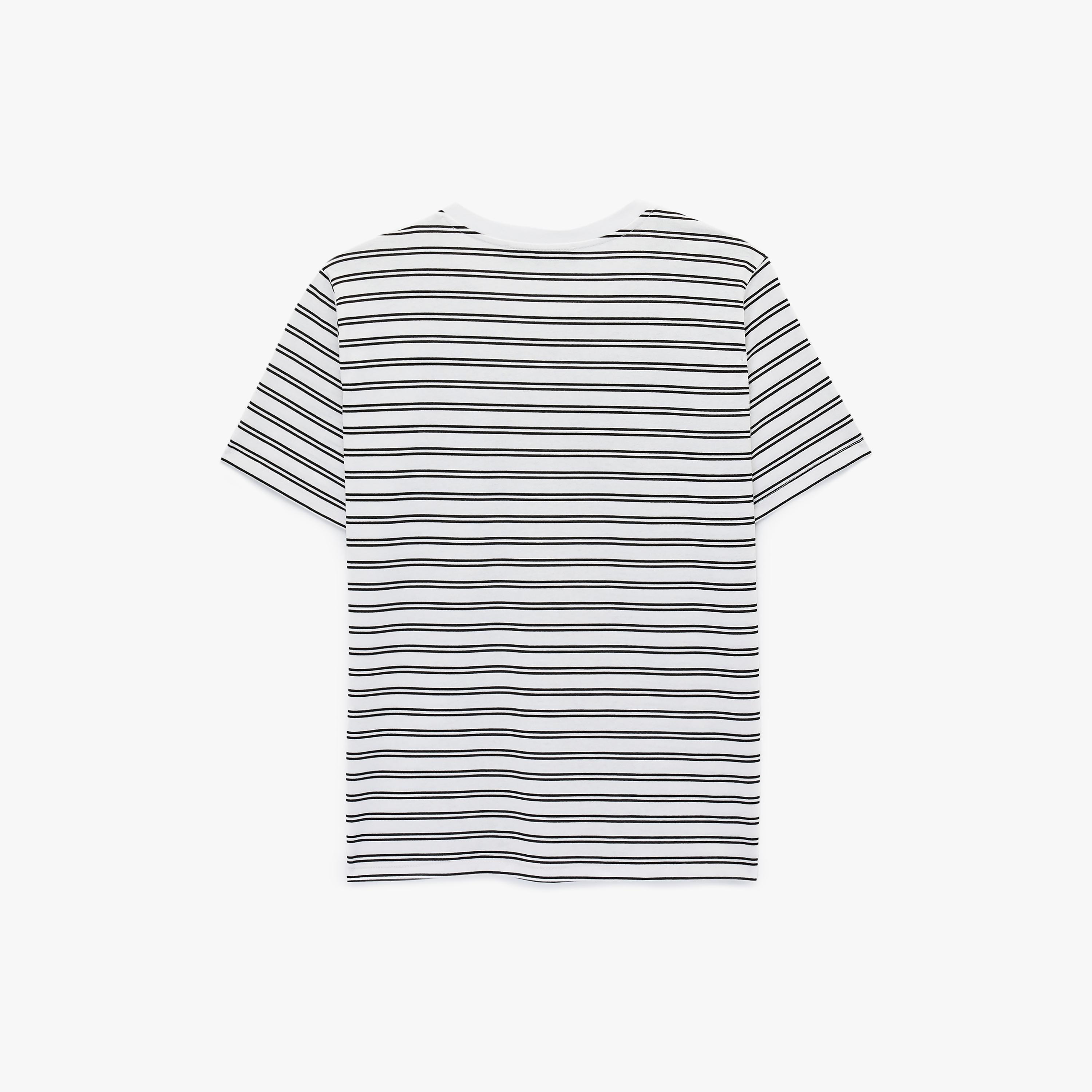 KOTON White Striped Cotton Women's T-Shirt-women-clothing-tshirts-image-4