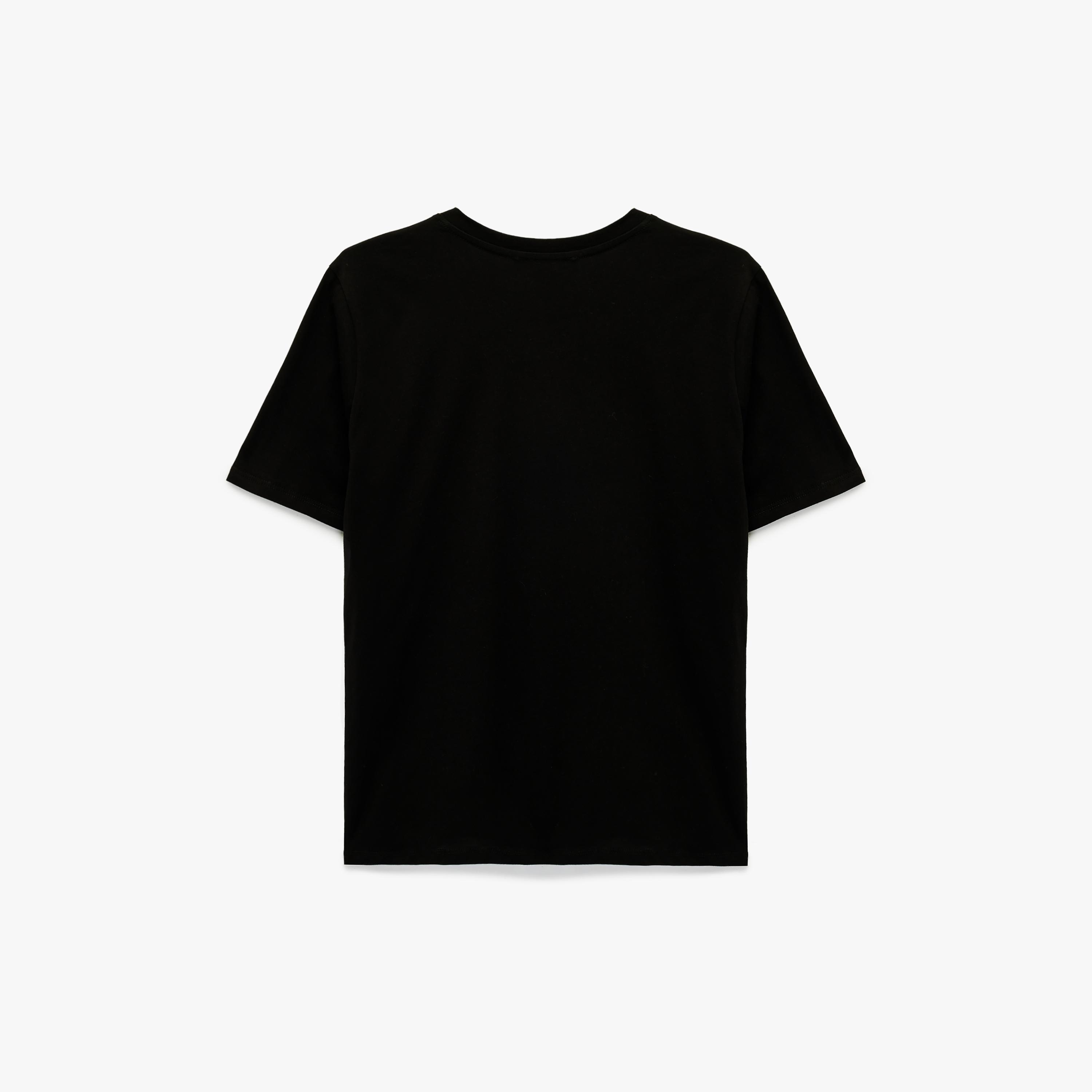 KOTON Black Text-Print Cotton Women's T-Shirt-women-clothing-tshirts-image-4