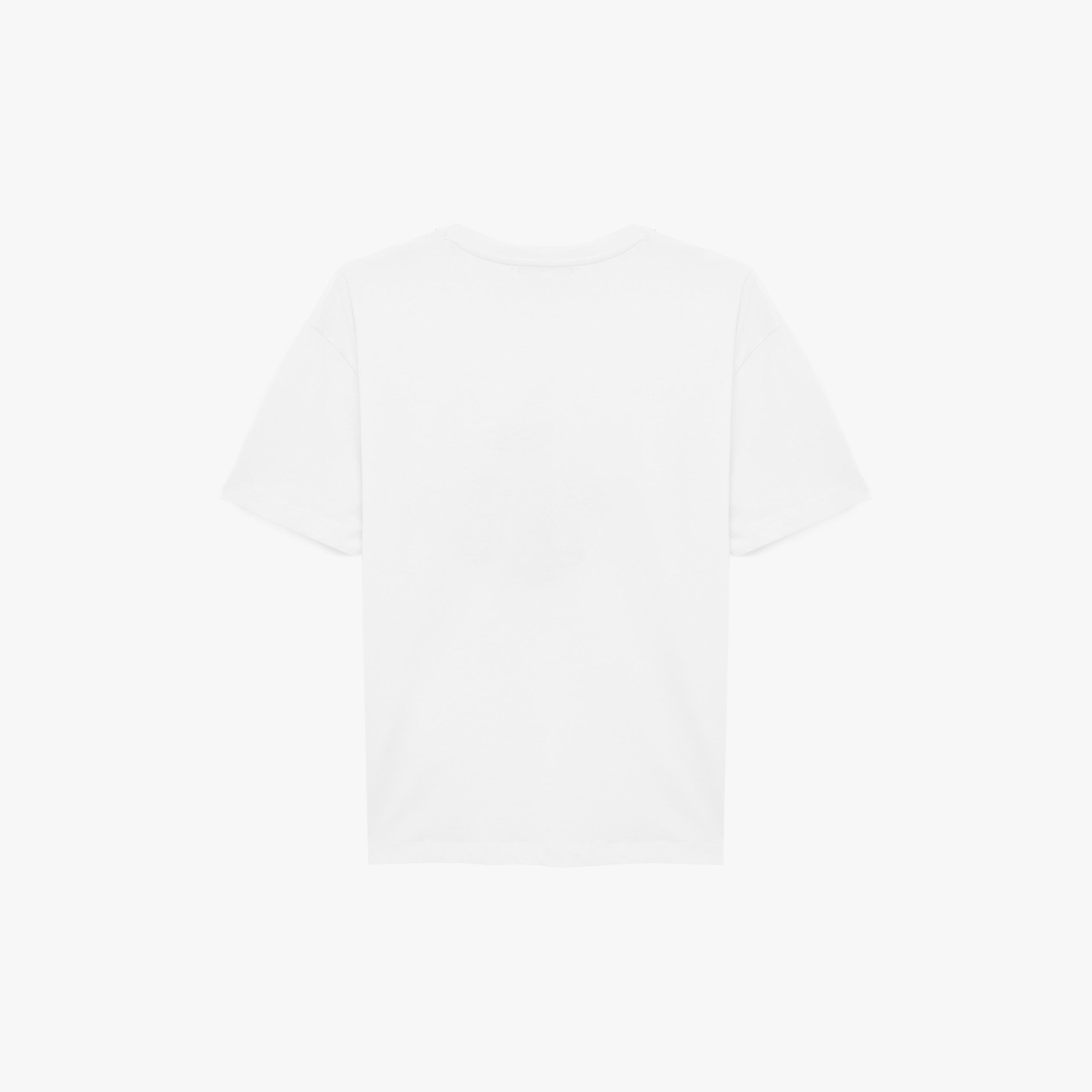 KOTON White Graphic Floral Print Cotton Drop Shoulder Sleeves Women's T-Shirt-women-clothing-tshirts-image-4