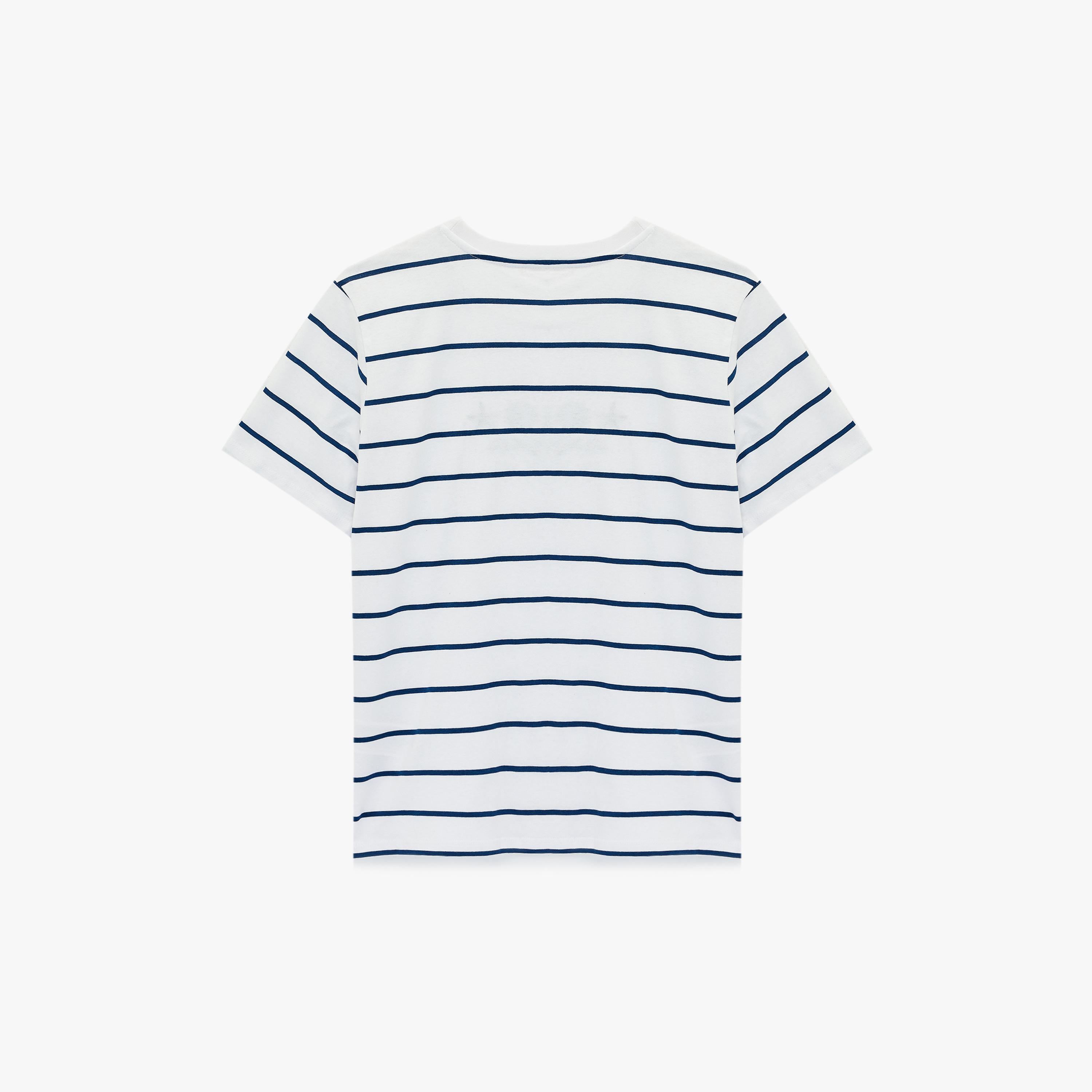 تيشيرت قطني نسائي مخطط بلون أبيض من كوتون-women-clothing-tshirts-image-5