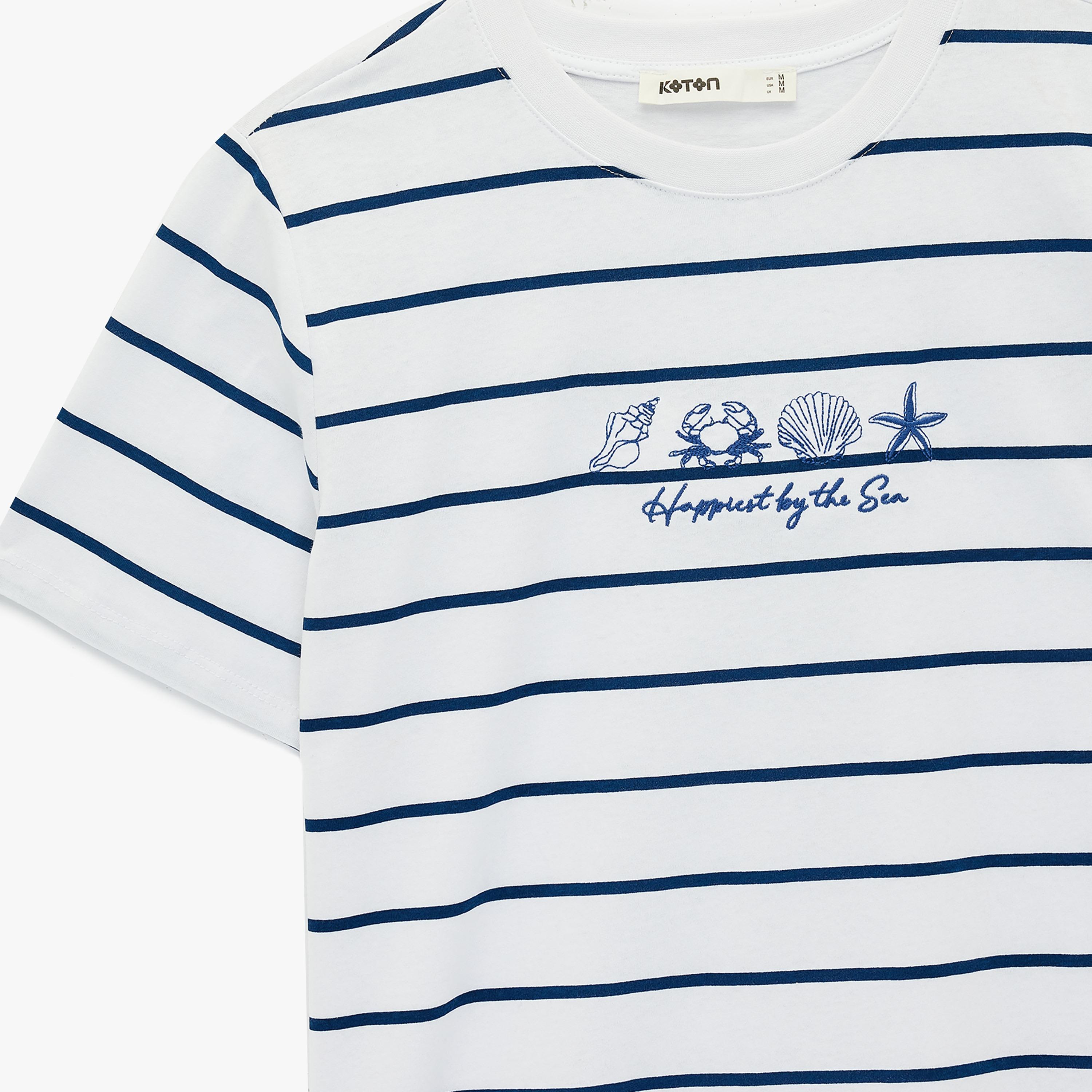 تيشيرت قطني نسائي مخطط بلون أبيض من كوتون-women-clothing-tshirts-image-6