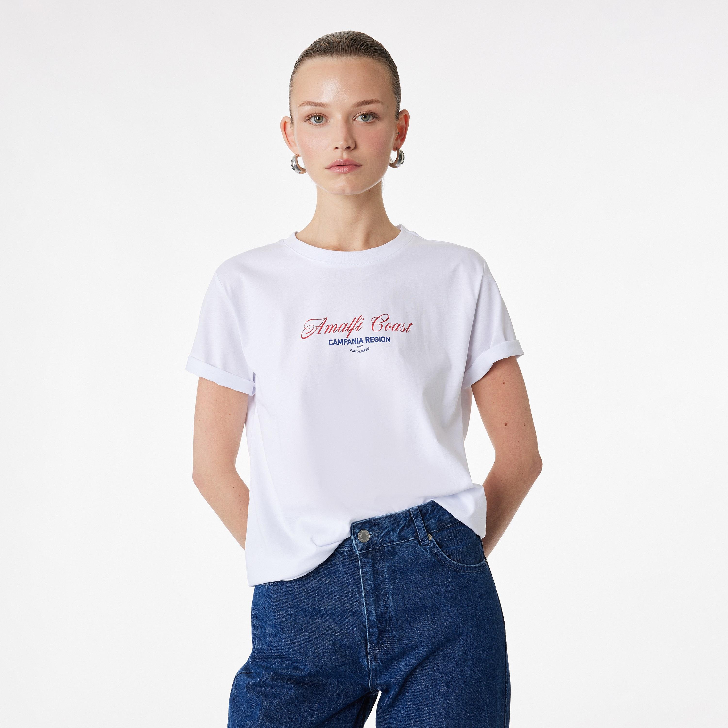 تيشيرت قطني نسائي بطبعة نصية بلون أبيض من كوتون-women-clothing-tshirts-image-1