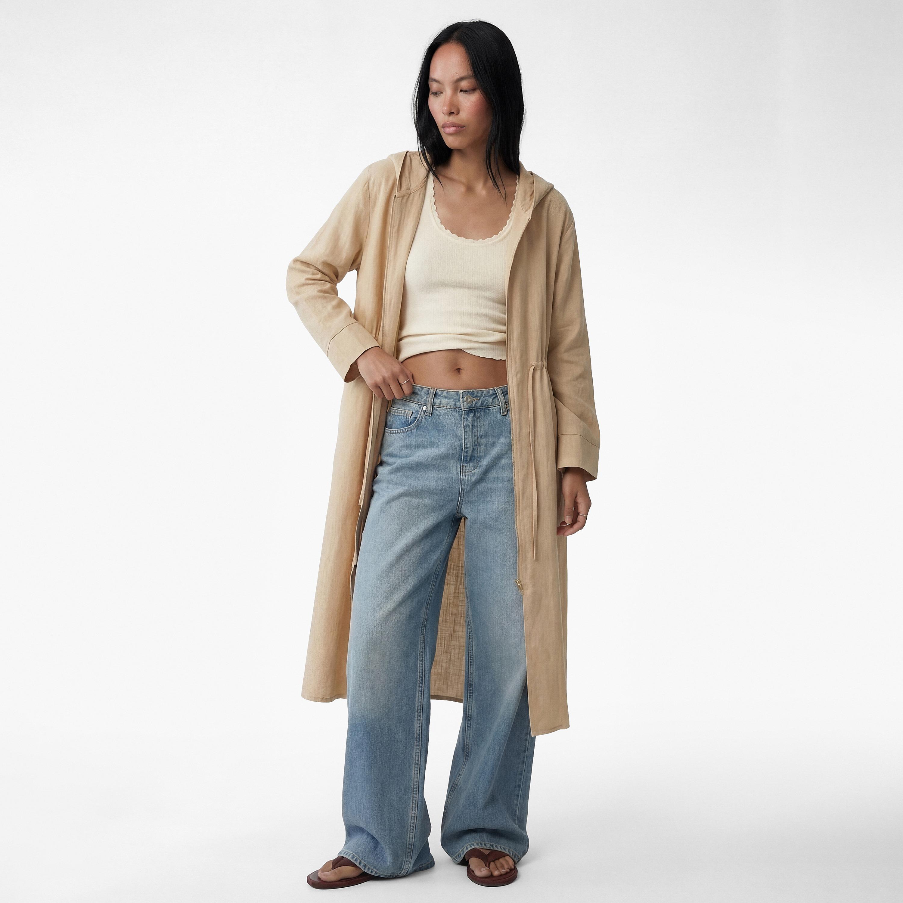 جاكيت نسائي بغطاء للرأس (هودي) بلون بيج من كوتون-women-winterwear-coatsandjackets-jackets-image-1