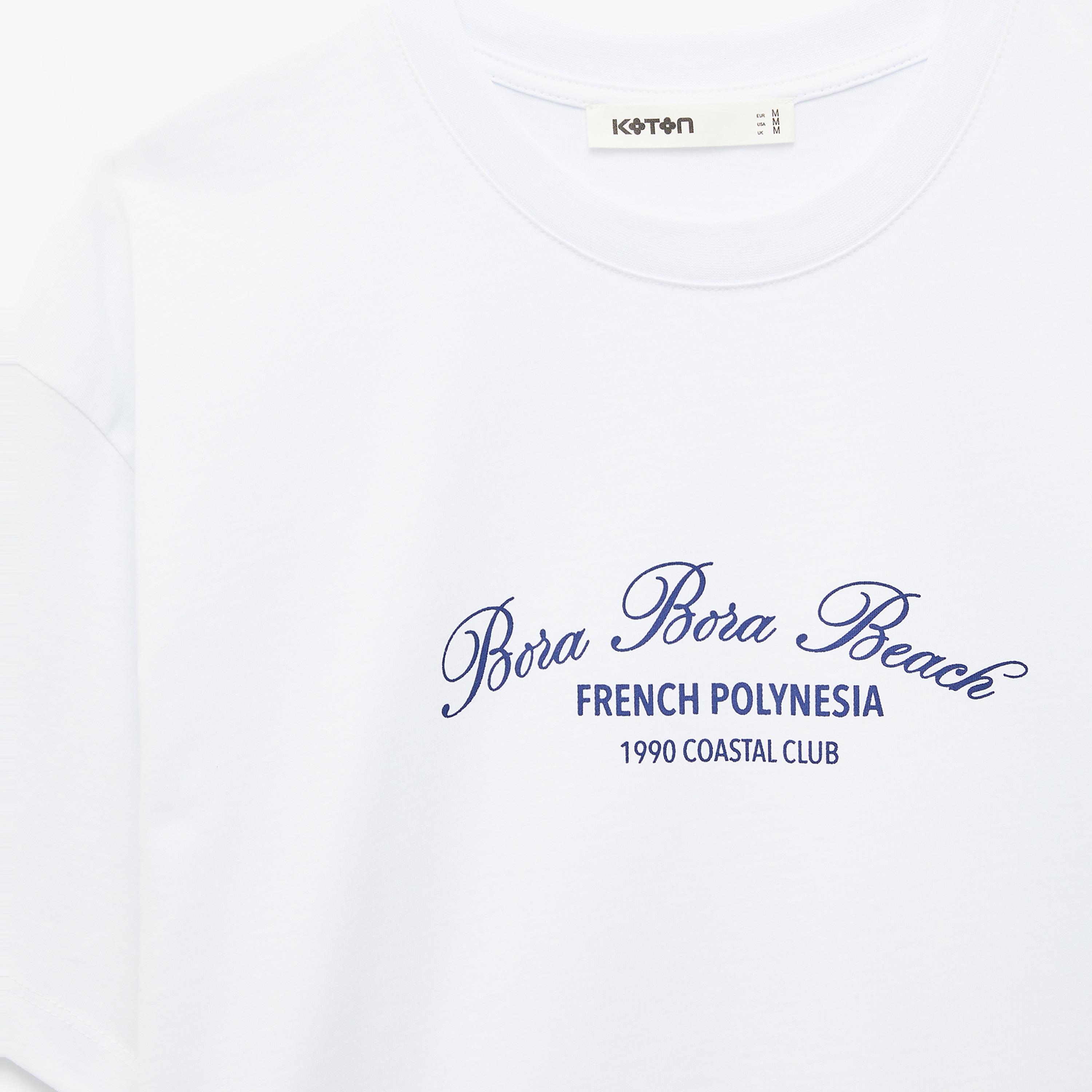 KOTON White Text-Print Cotton Drop Shoulder Sleeves Women's T-Shirt-women-clothing-tshirts-image-5