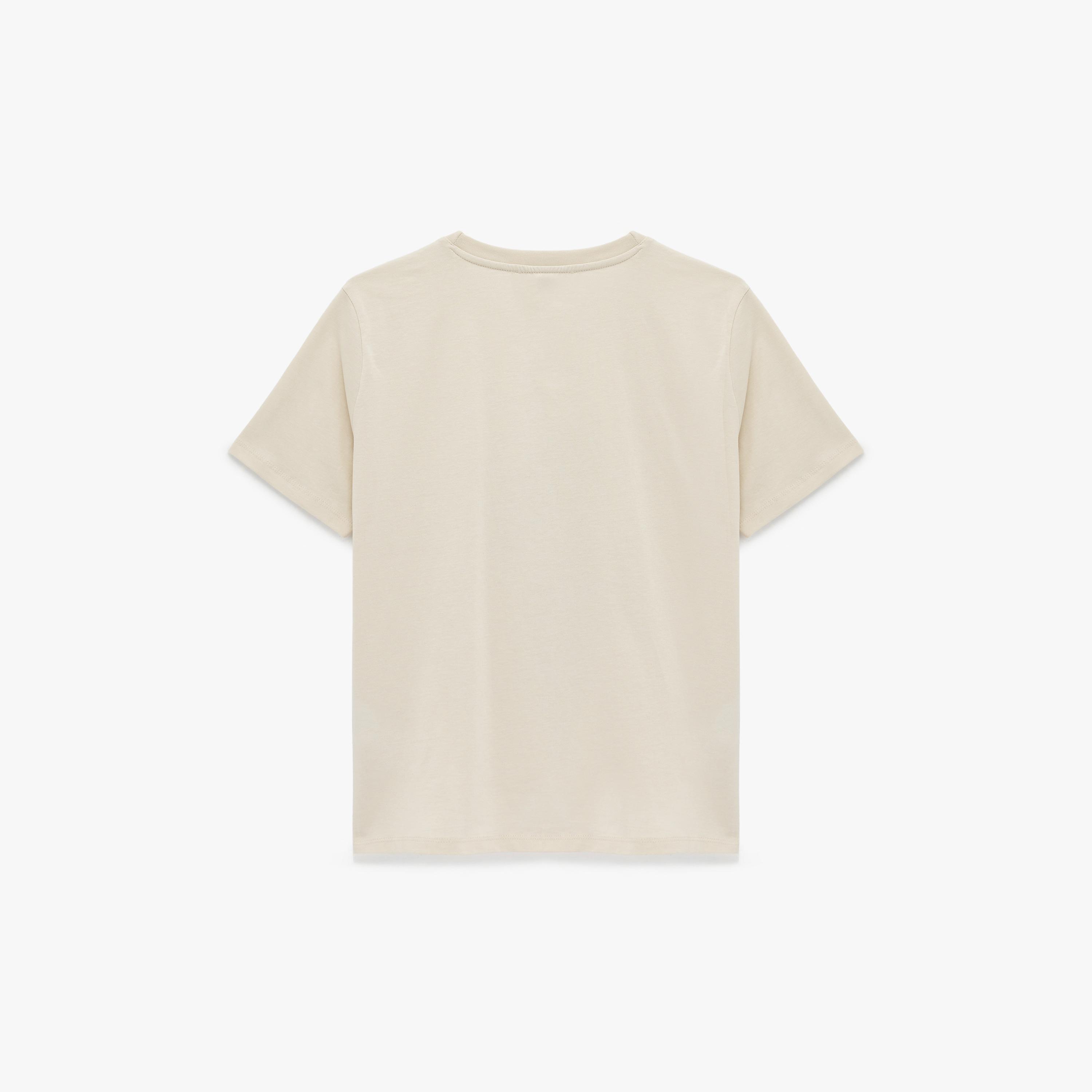 KOTON Beige Graphic Seashell Print Cotton Women's T-Shirt-women-clothing-tshirts-image-4