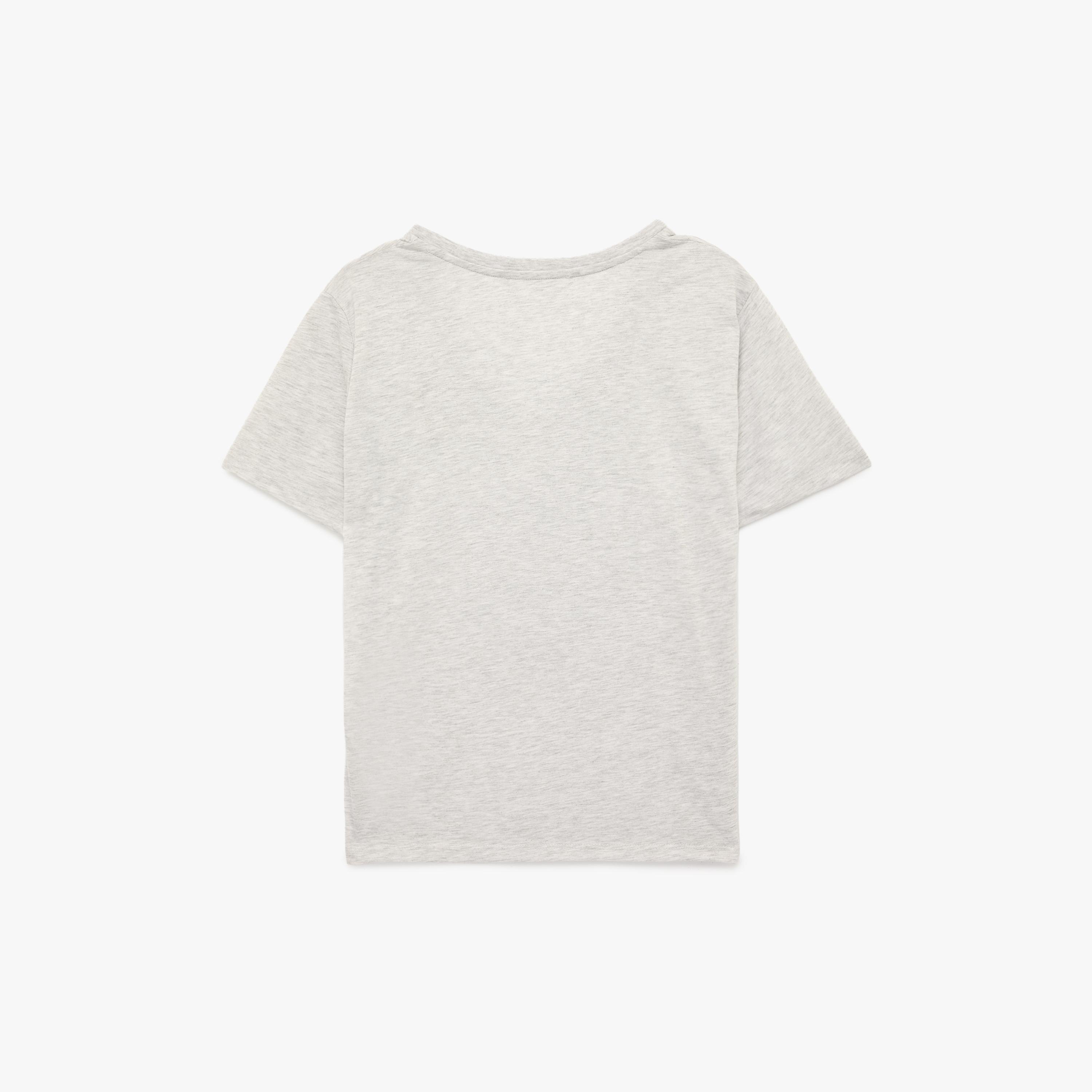 KOTON Grey Embroidered Rabbit Women's T-Shirt-women-clothing-tshirts-image-4