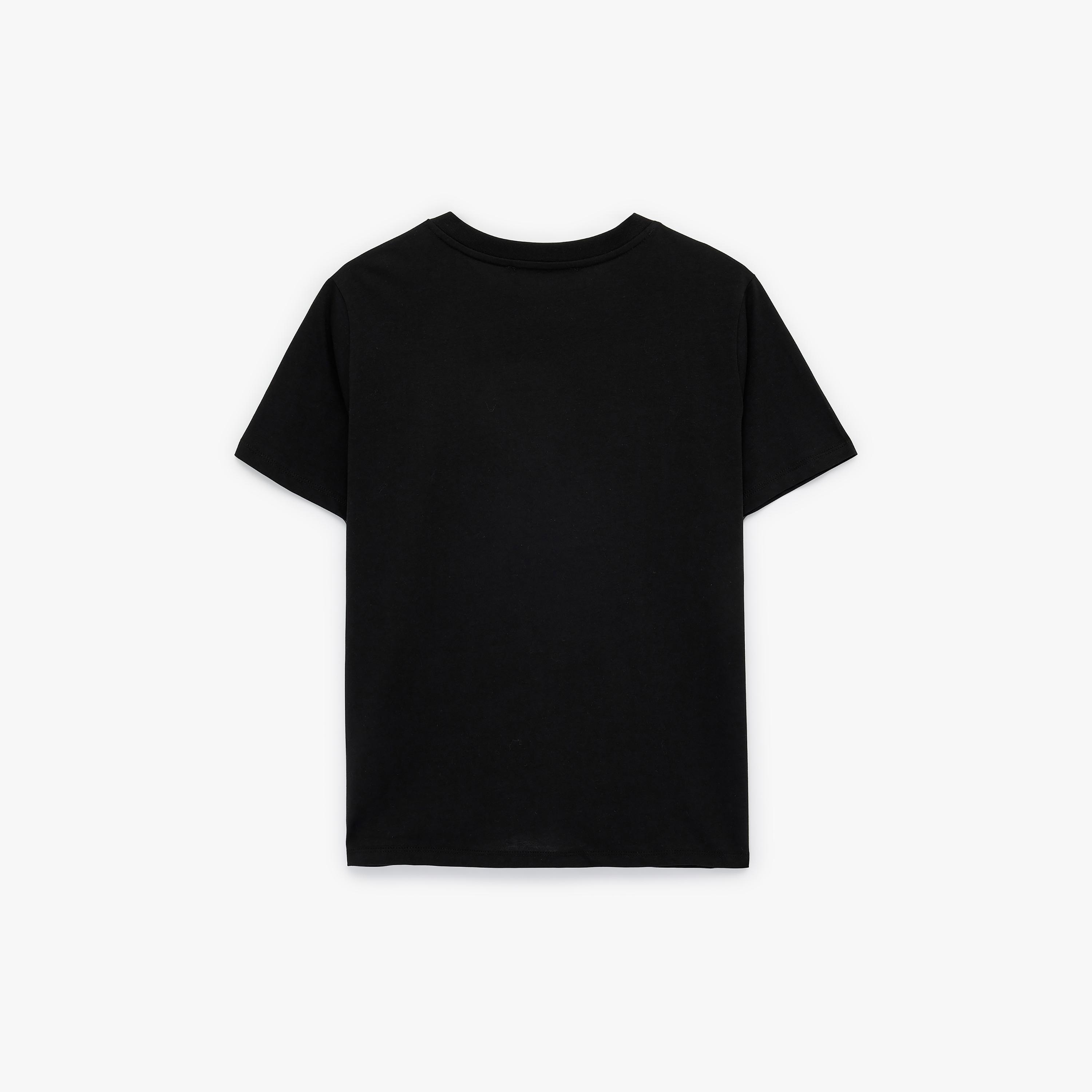 KOTON Black Embroidered Puppy Cotton Women's T-Shirt-women-clothing-tshirts-image-5