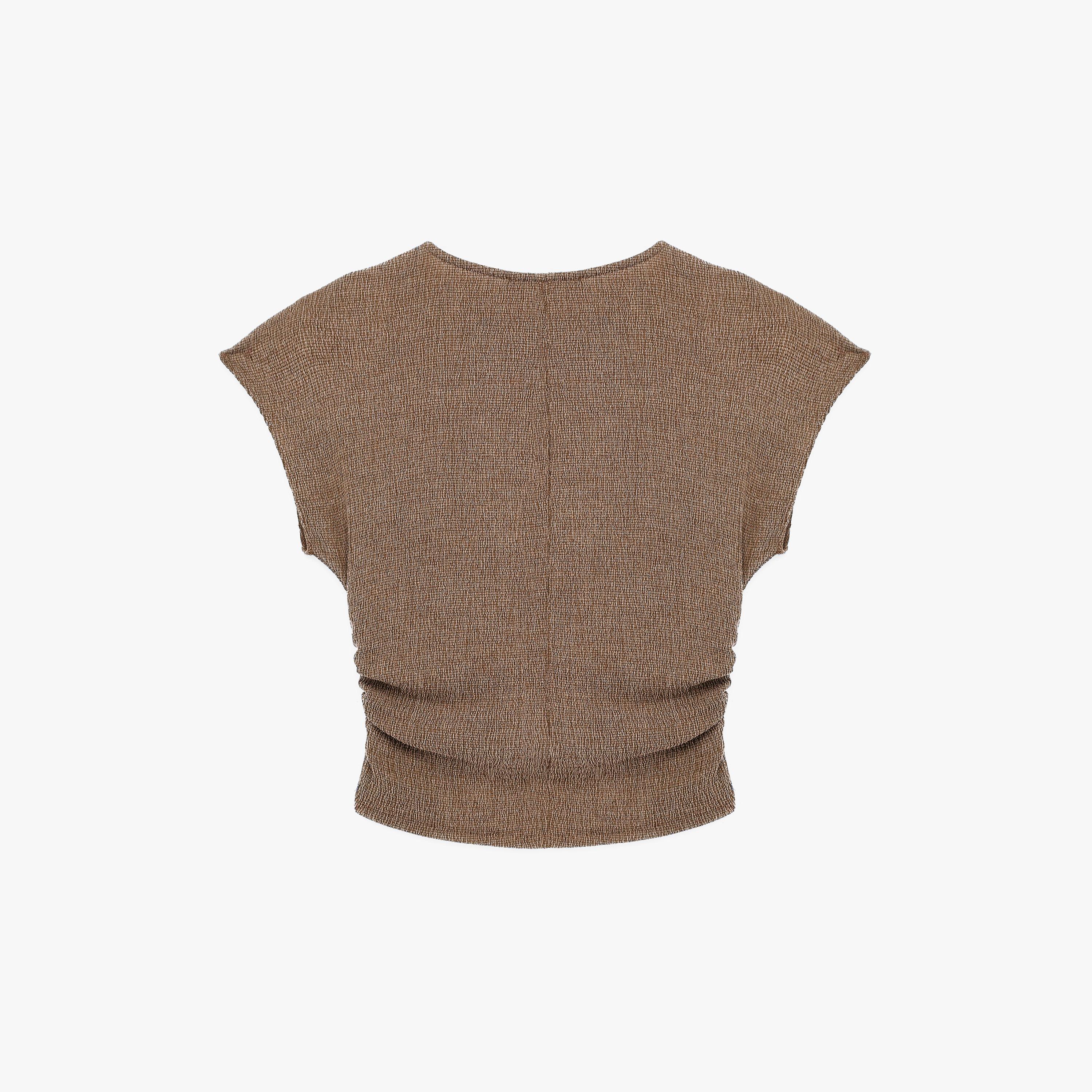 KOTON Crinkled Cap Sleeves Women's Top-women-clothing-shirtsandblouses-blouses-image-4