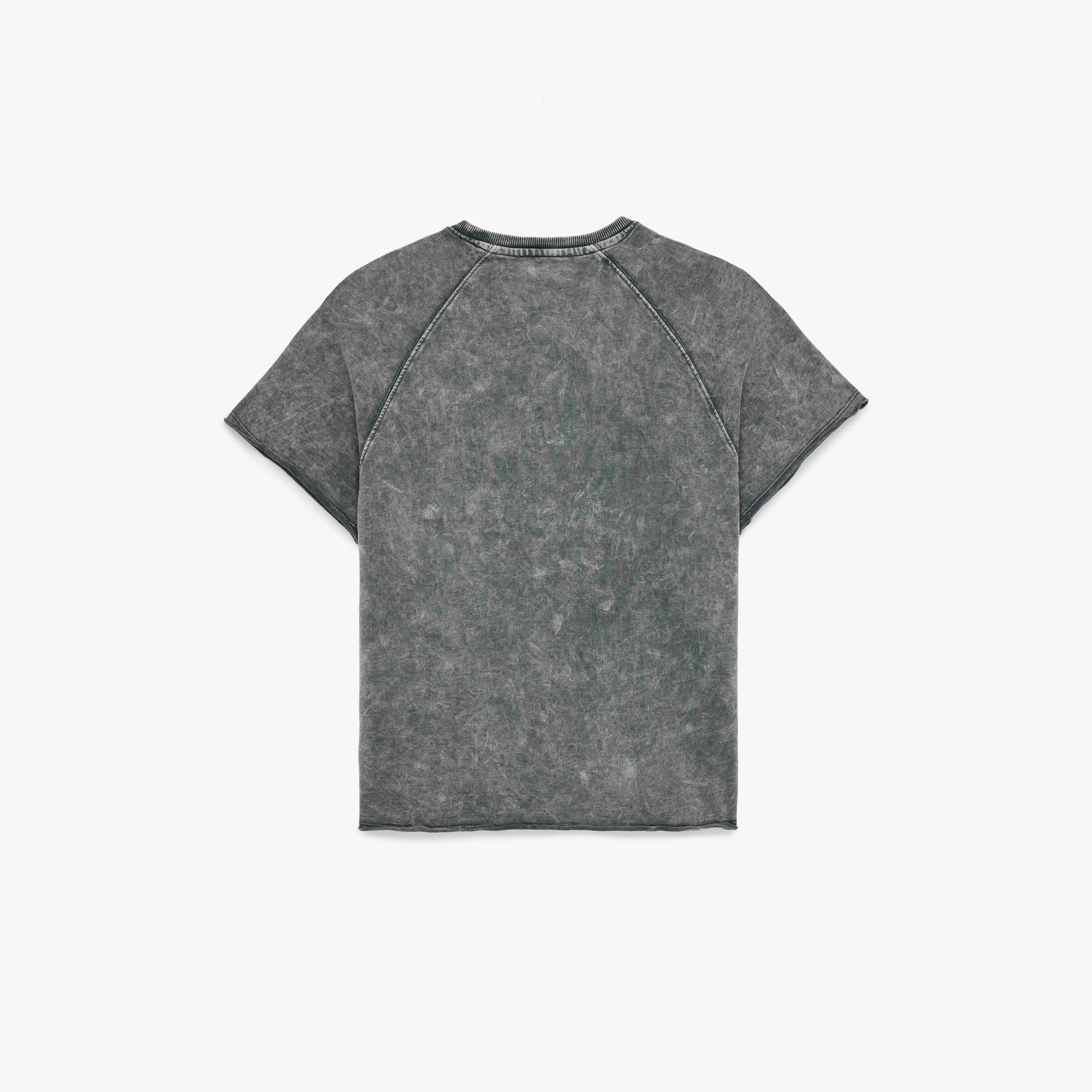 KOTON Grey Vintage Washed Text-Print Cotton Raglan Sleeves Women's T-Shirt-women-clothing-tshirts-image-4