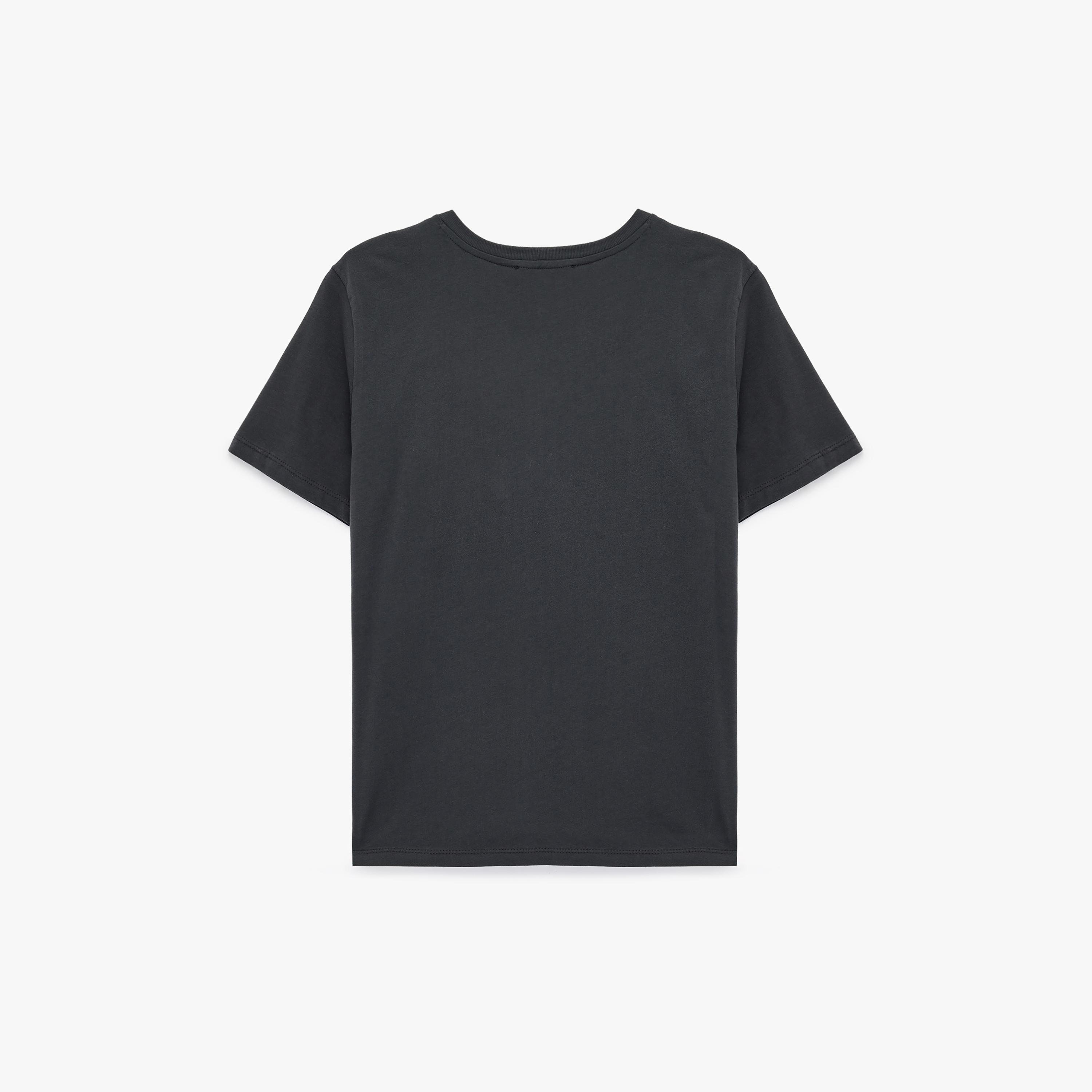 KOTON Charcoal Graphic Floral Print Cotton Women's T-Shirt-women-clothing-tshirts-image-4
