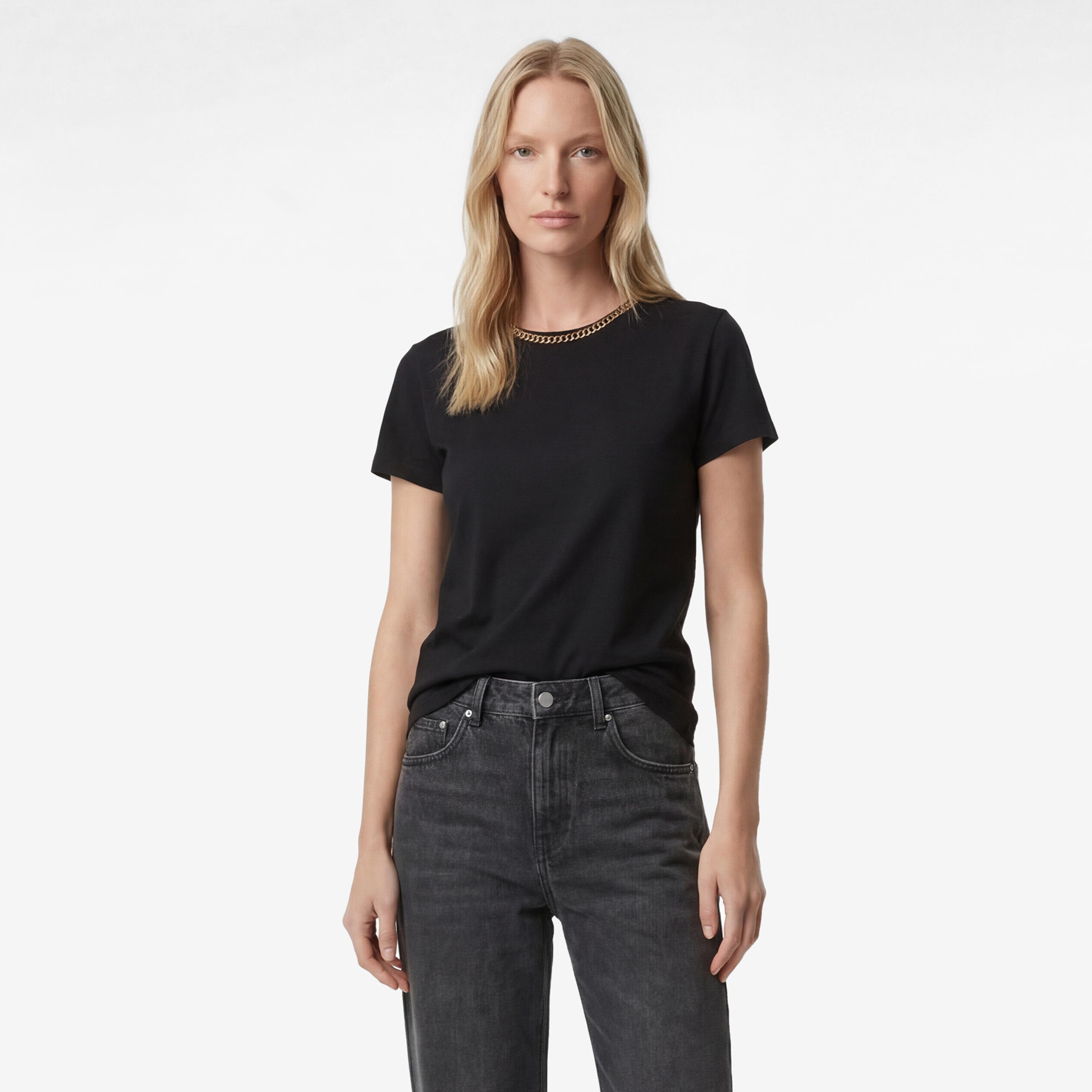 KOTON Black Cotton Women's T-Shirt-women-clothing-tshirts-image-1