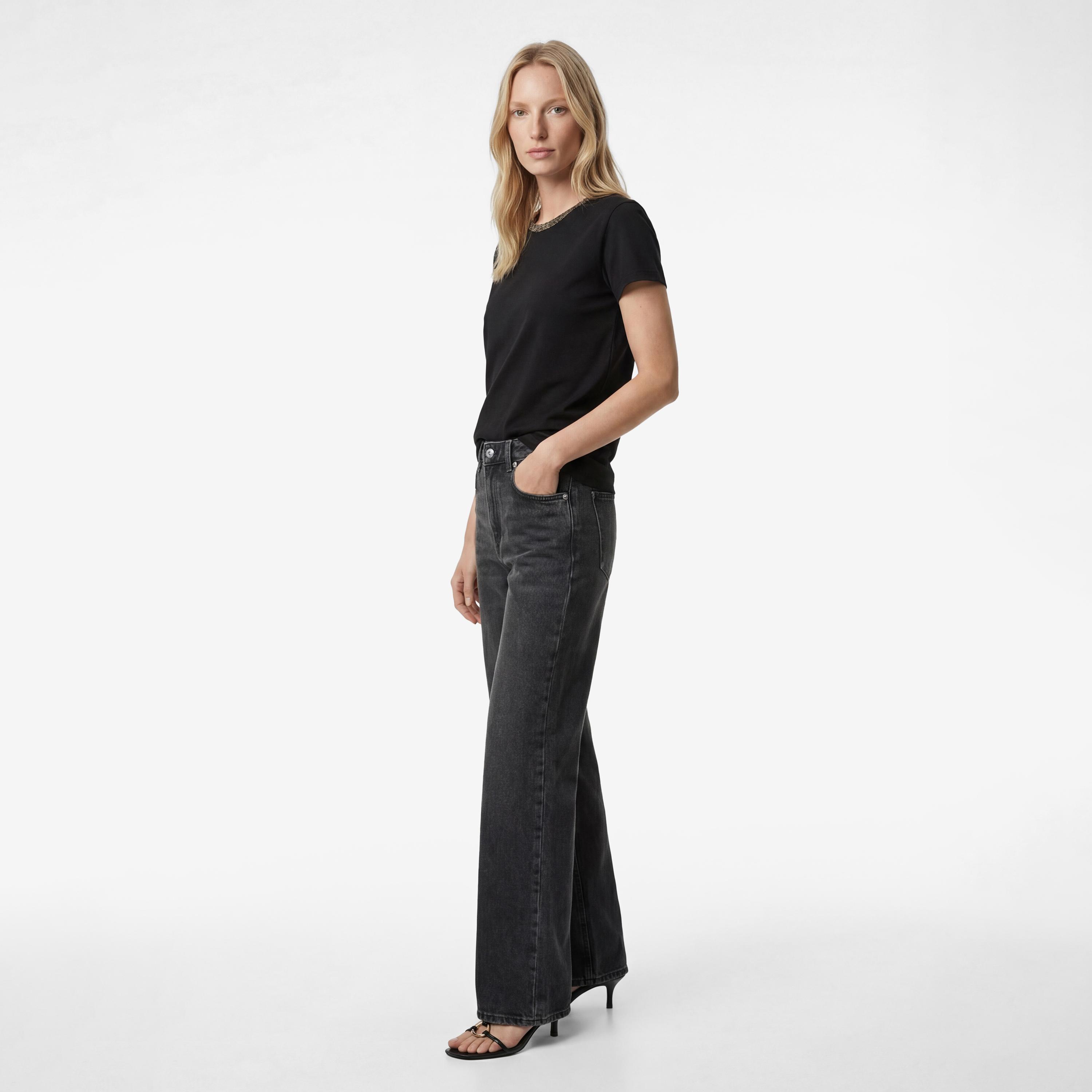 KOTON Black Cotton Women's T-Shirt-women-clothing-tshirts-image-2