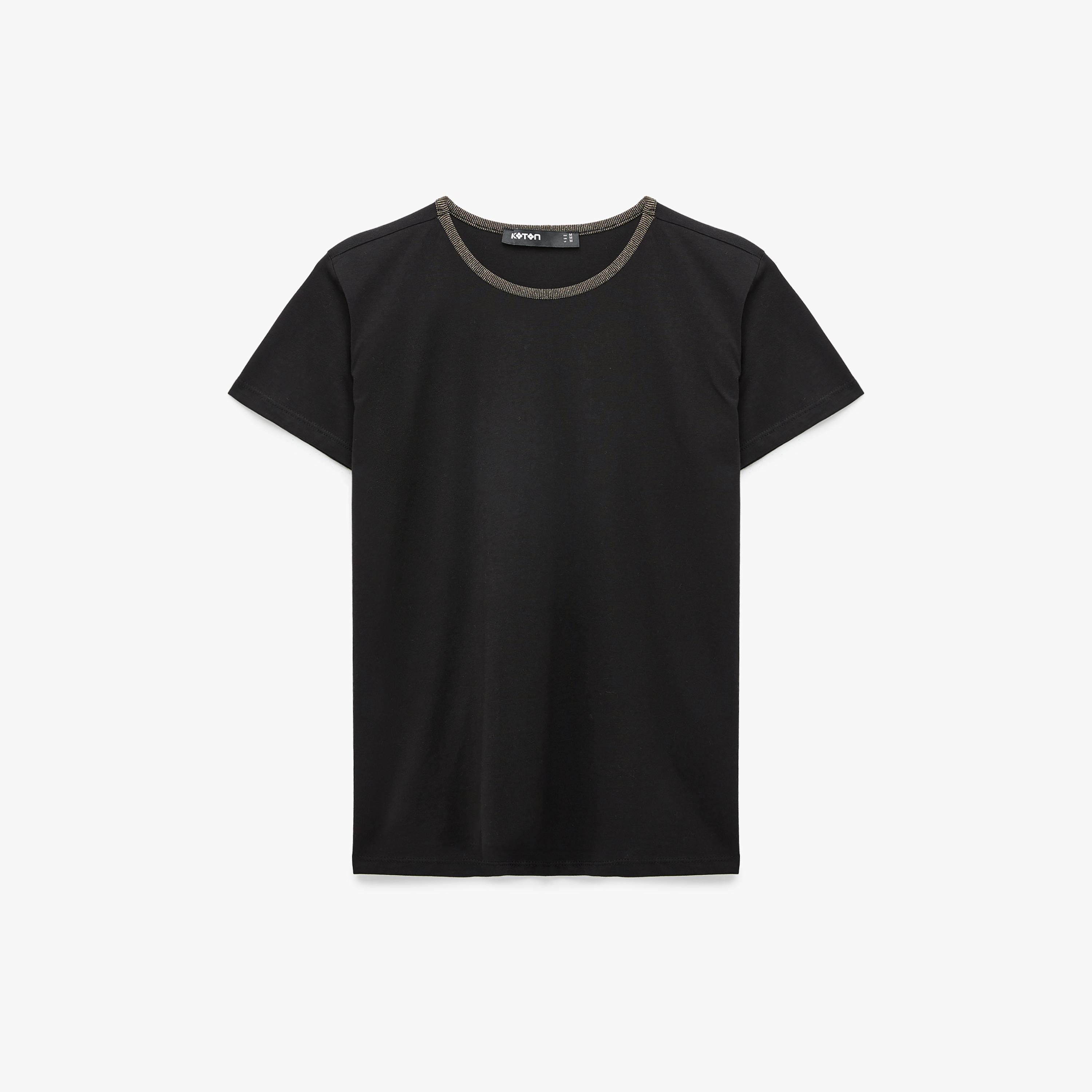 KOTON Black Cotton Women's T-Shirt-women-clothing-tshirts-image-3