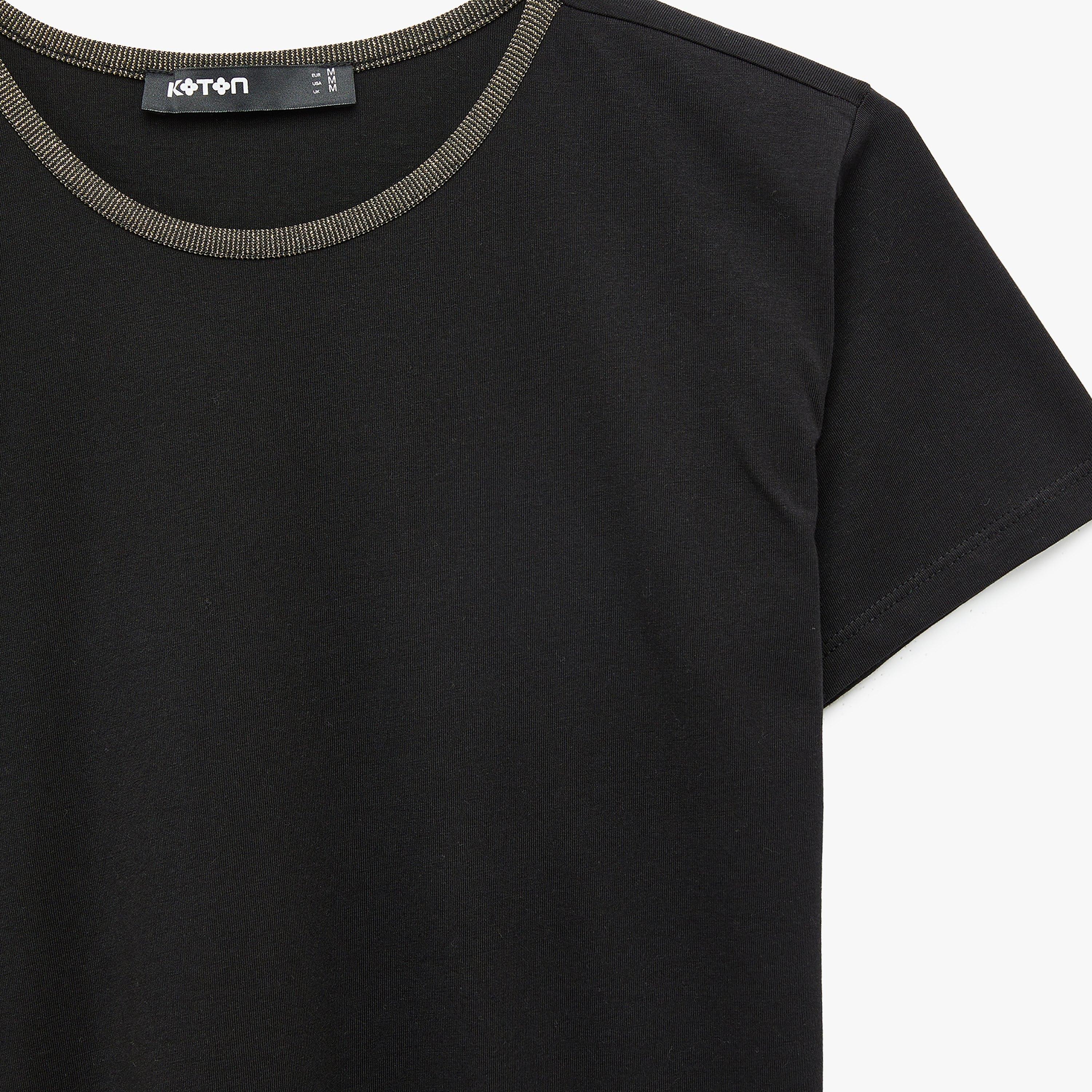KOTON Black Cotton Women's T-Shirt-women-clothing-tshirts-image-5