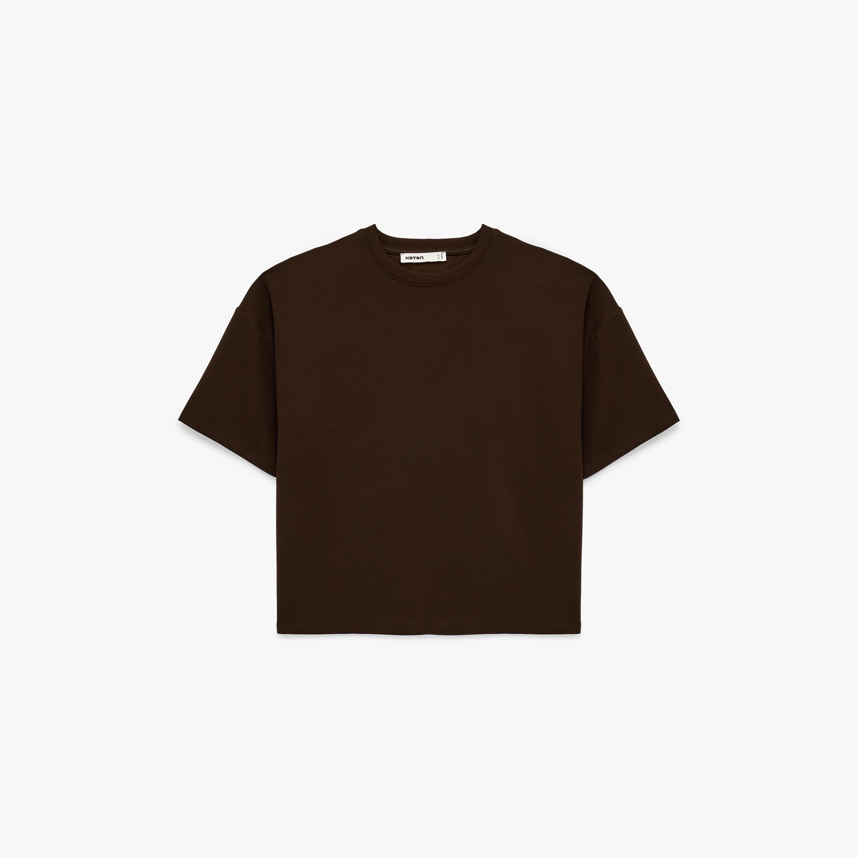 KOTON Brown Women's T-Shirt-women-clothing-tshirts-image-3