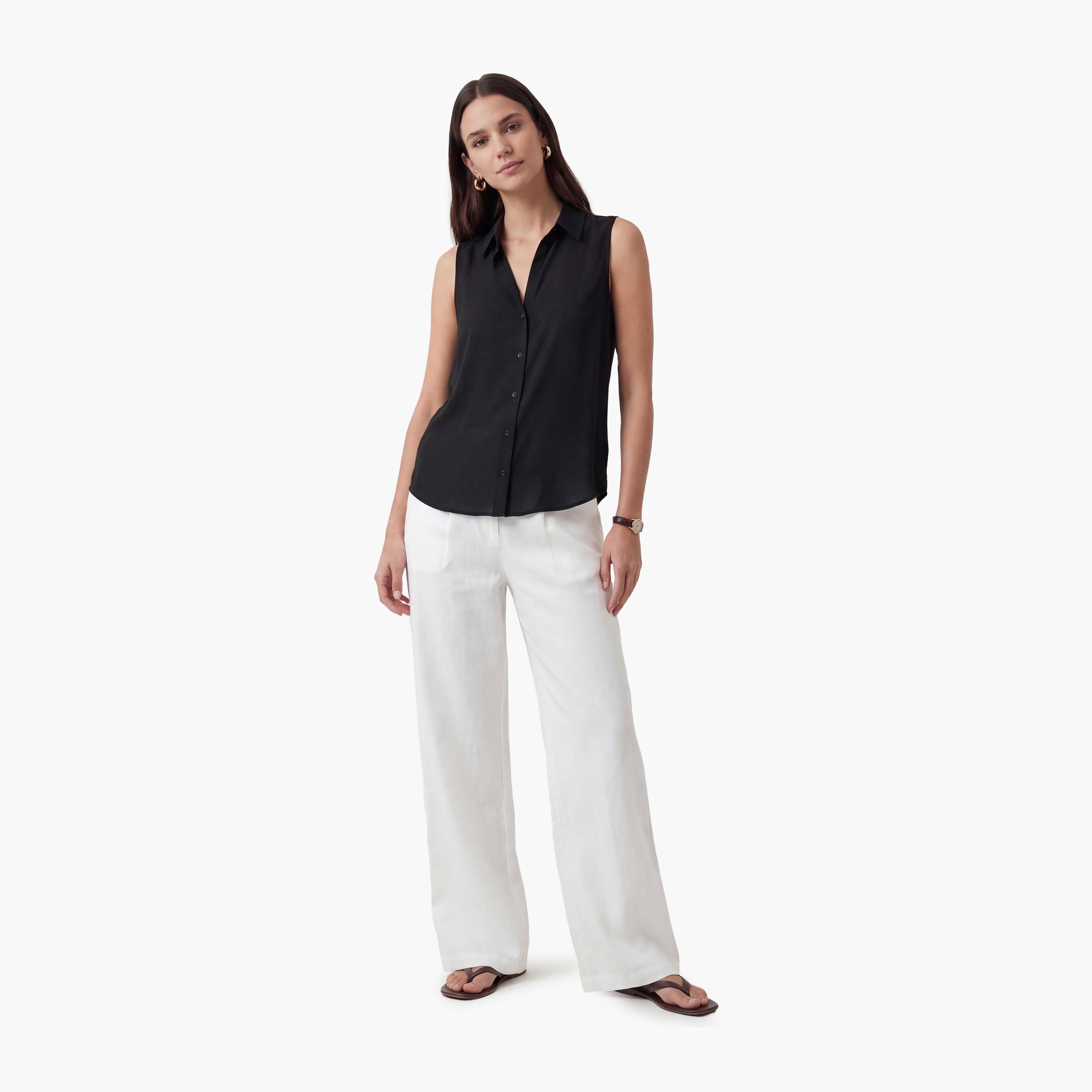 قميص نسائي بياقة بلون أسود من كوتون-women-clothing-shirtsandblouses-shirts-image-2